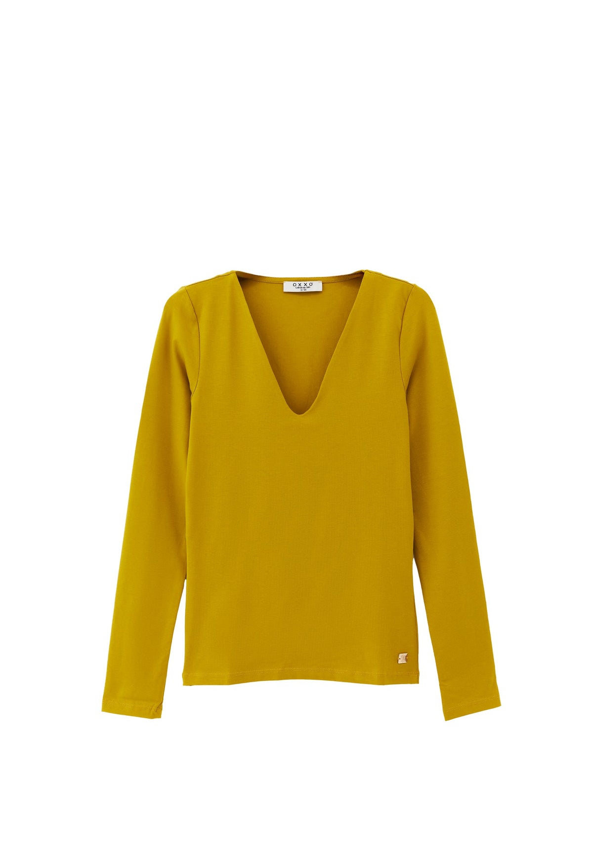 V Neck Long Sleeve T-Shirt - OLIVE OIL