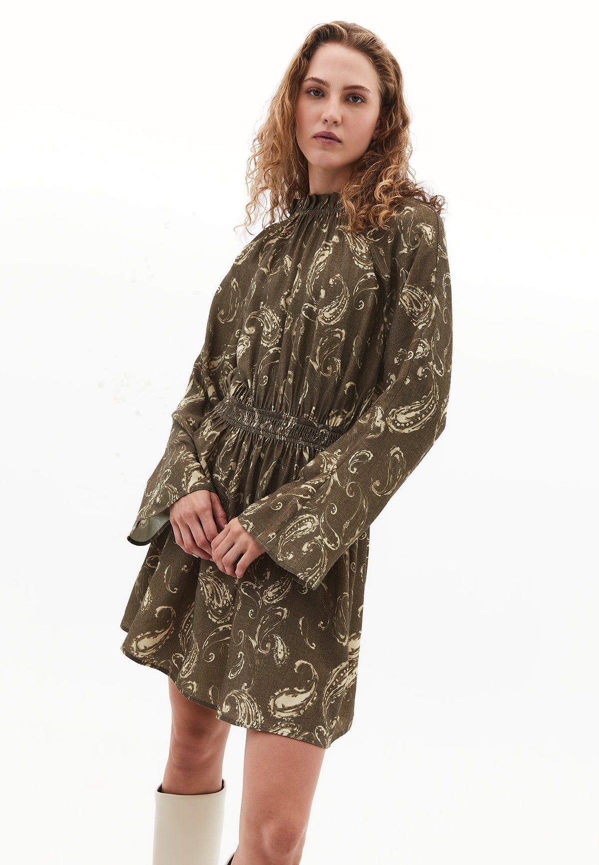 Printed A-Line Dress - PAISLEY COMB