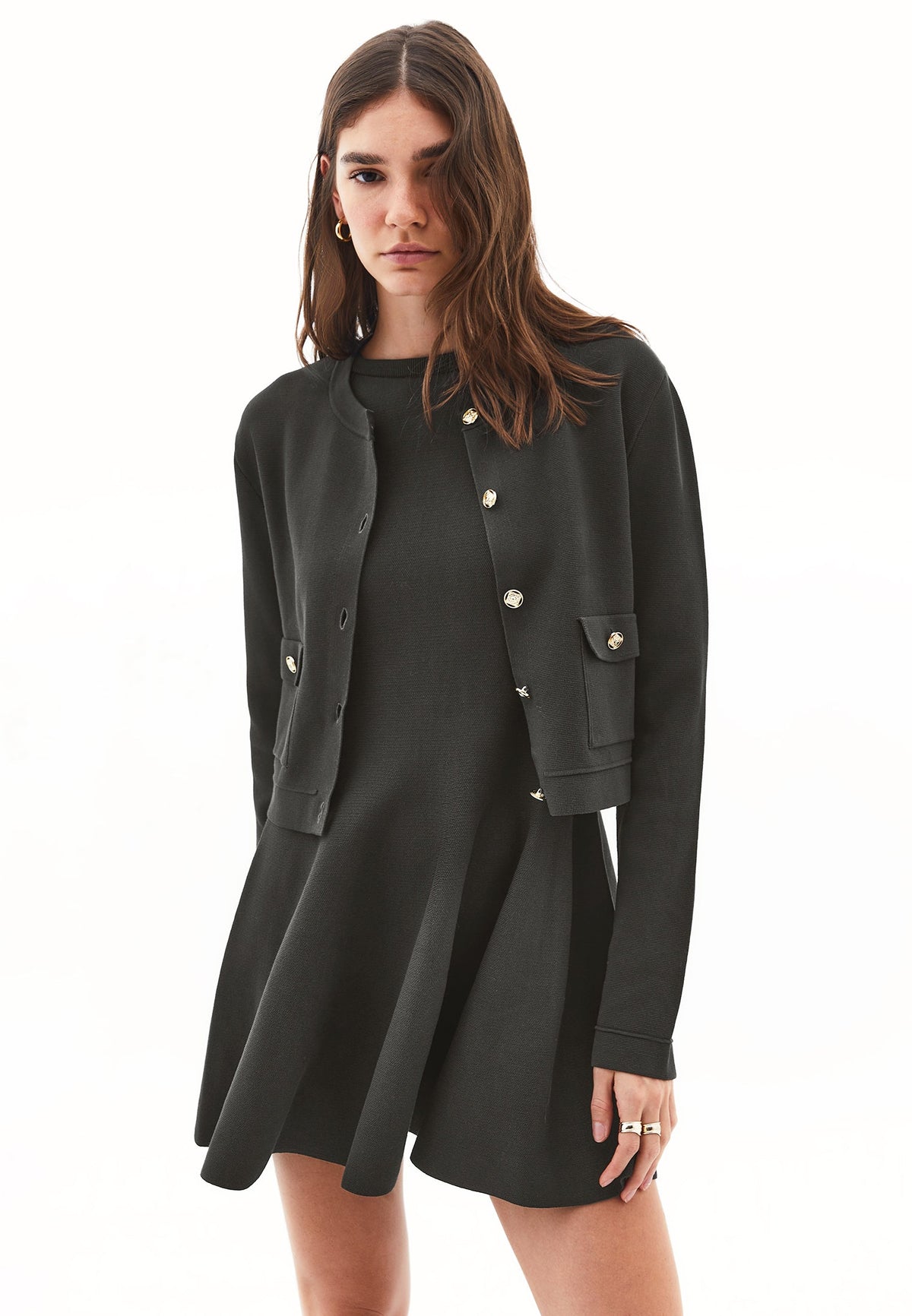 Short Cardigan With Button Details - PEAT