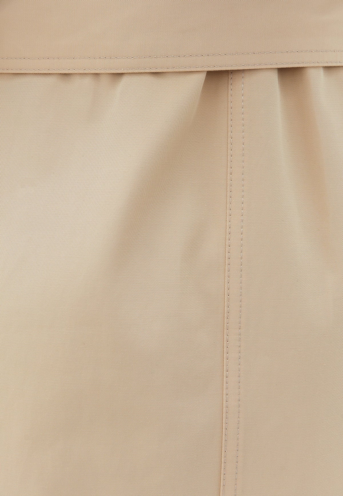 Double Breasted Long Cotton Trenchcoat - PEBBLE