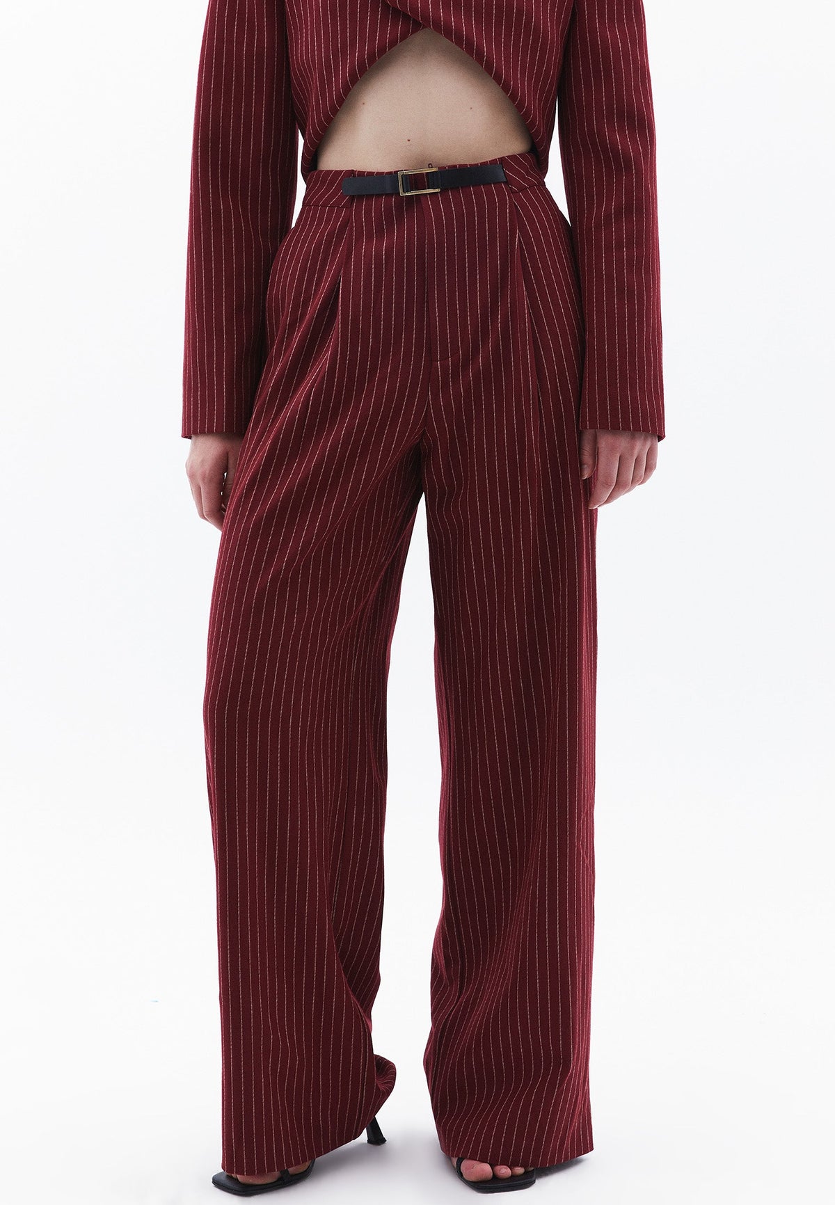 High Waist Wide Leg Trousers - RUMBA RED