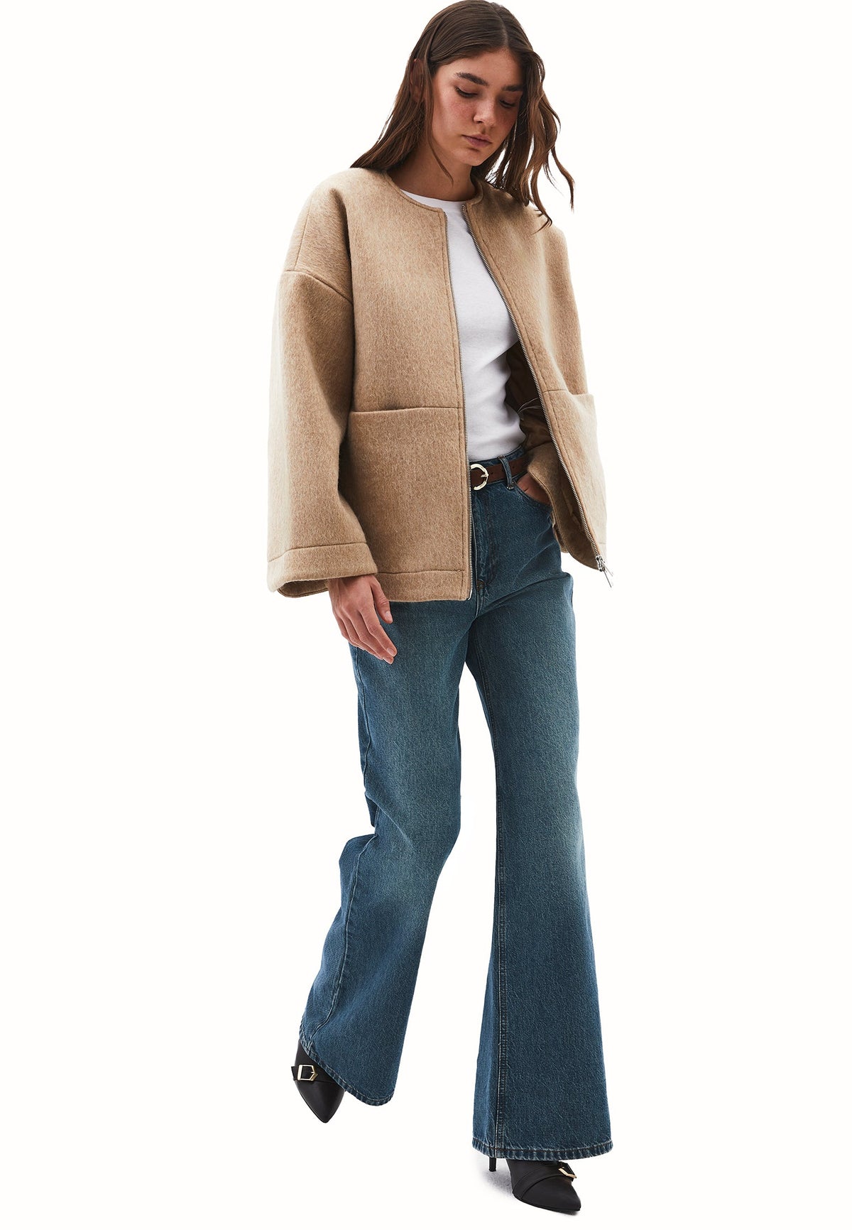 Zero Collar Wool Jacket - SAVANNAH TAN