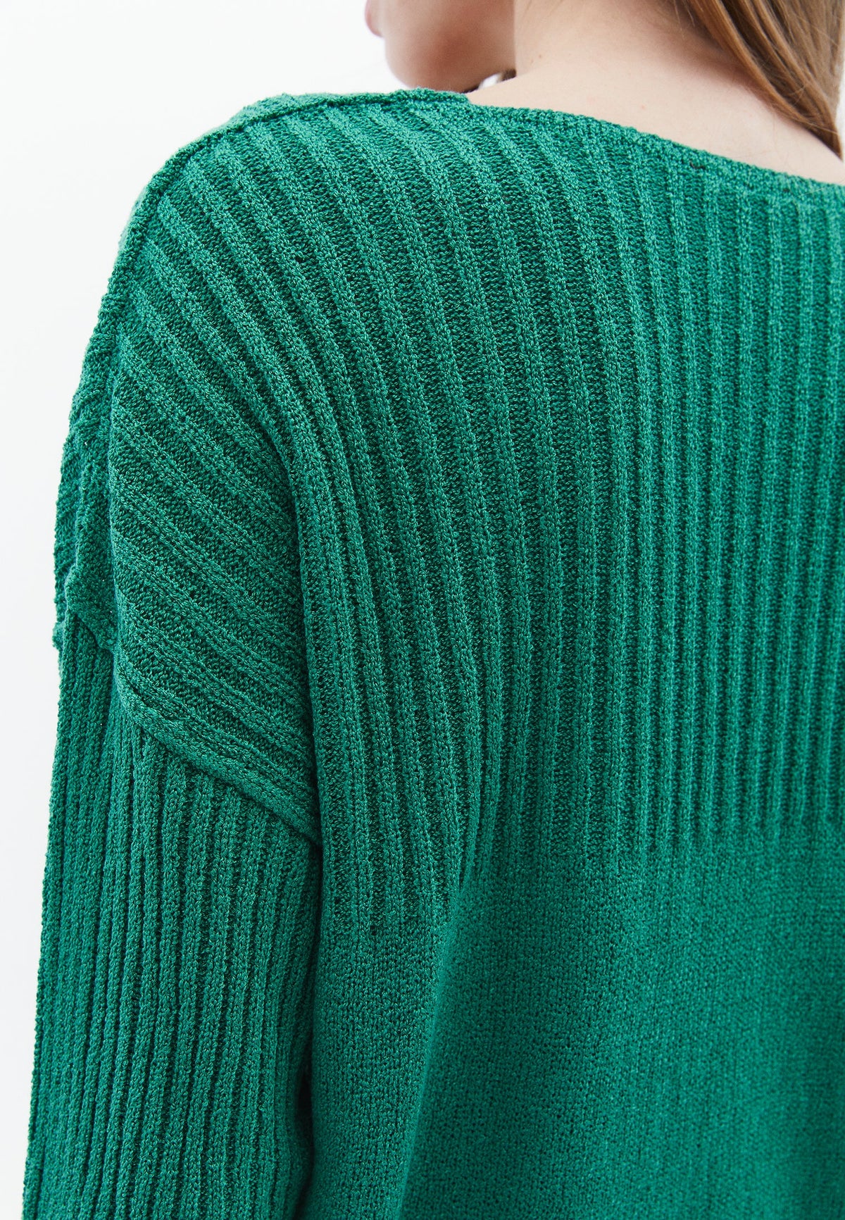 V Neck Bouclé Sweater - SHADY GLADE