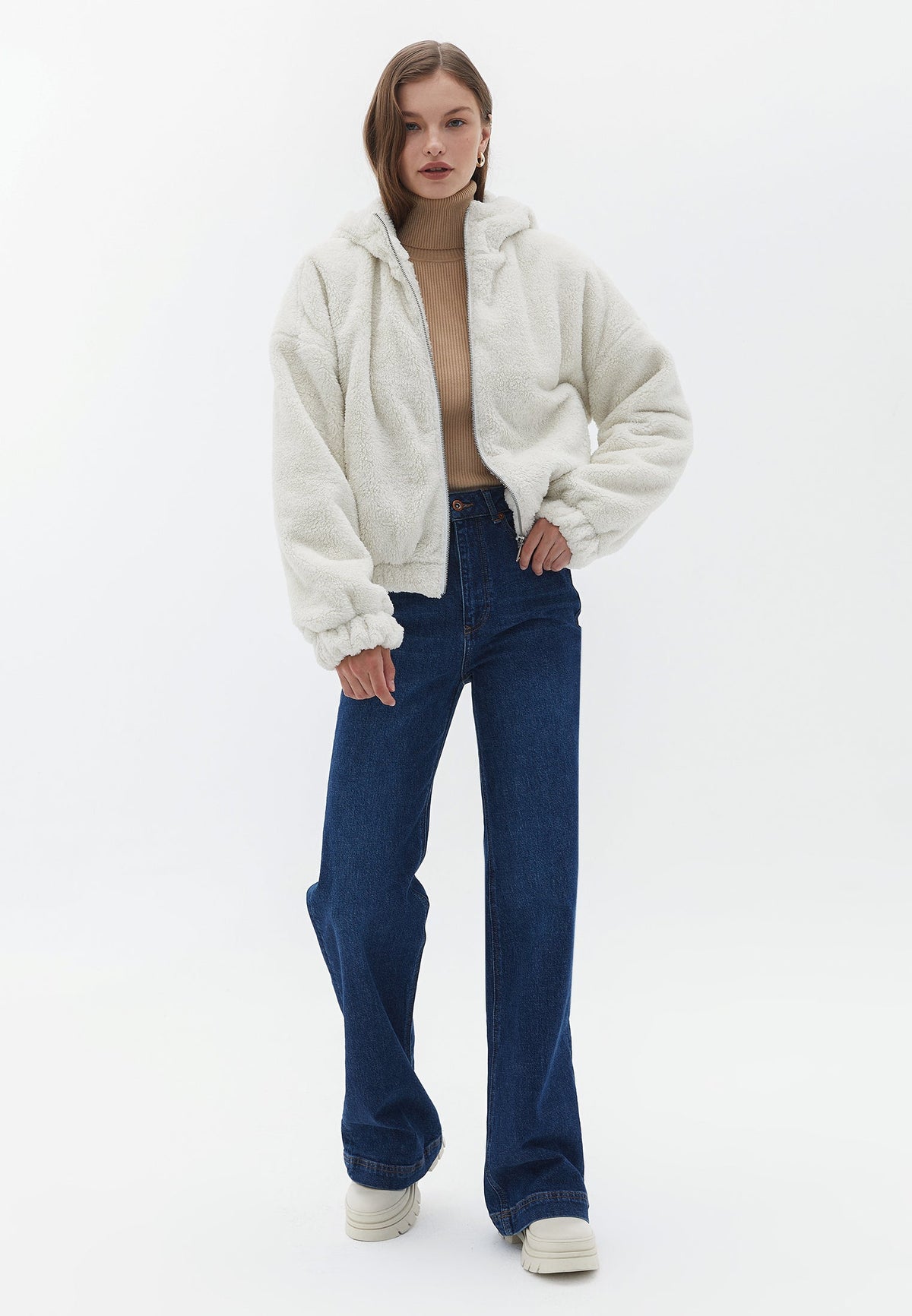 Long Sleeve Hooded Jacket - SILVER BIRCH