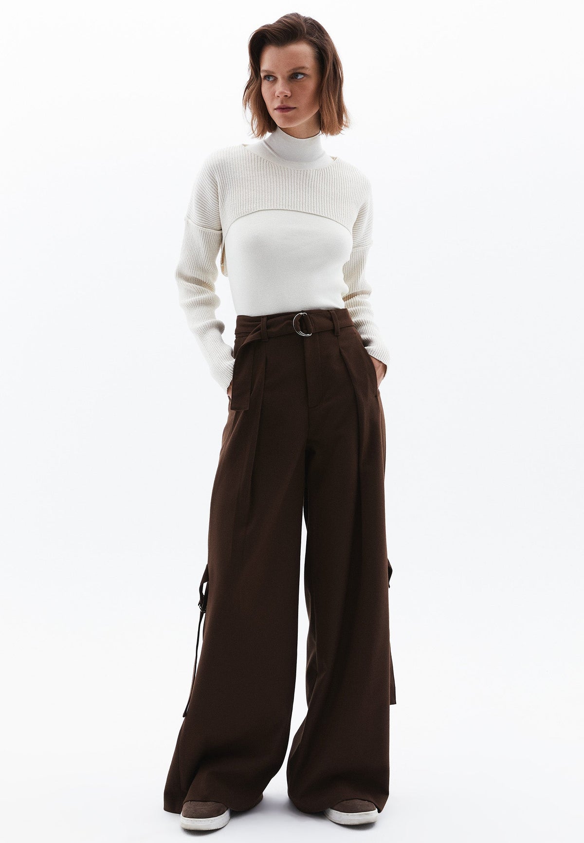 Boat Neck Cropped Sweater - SILVER BIRCH
