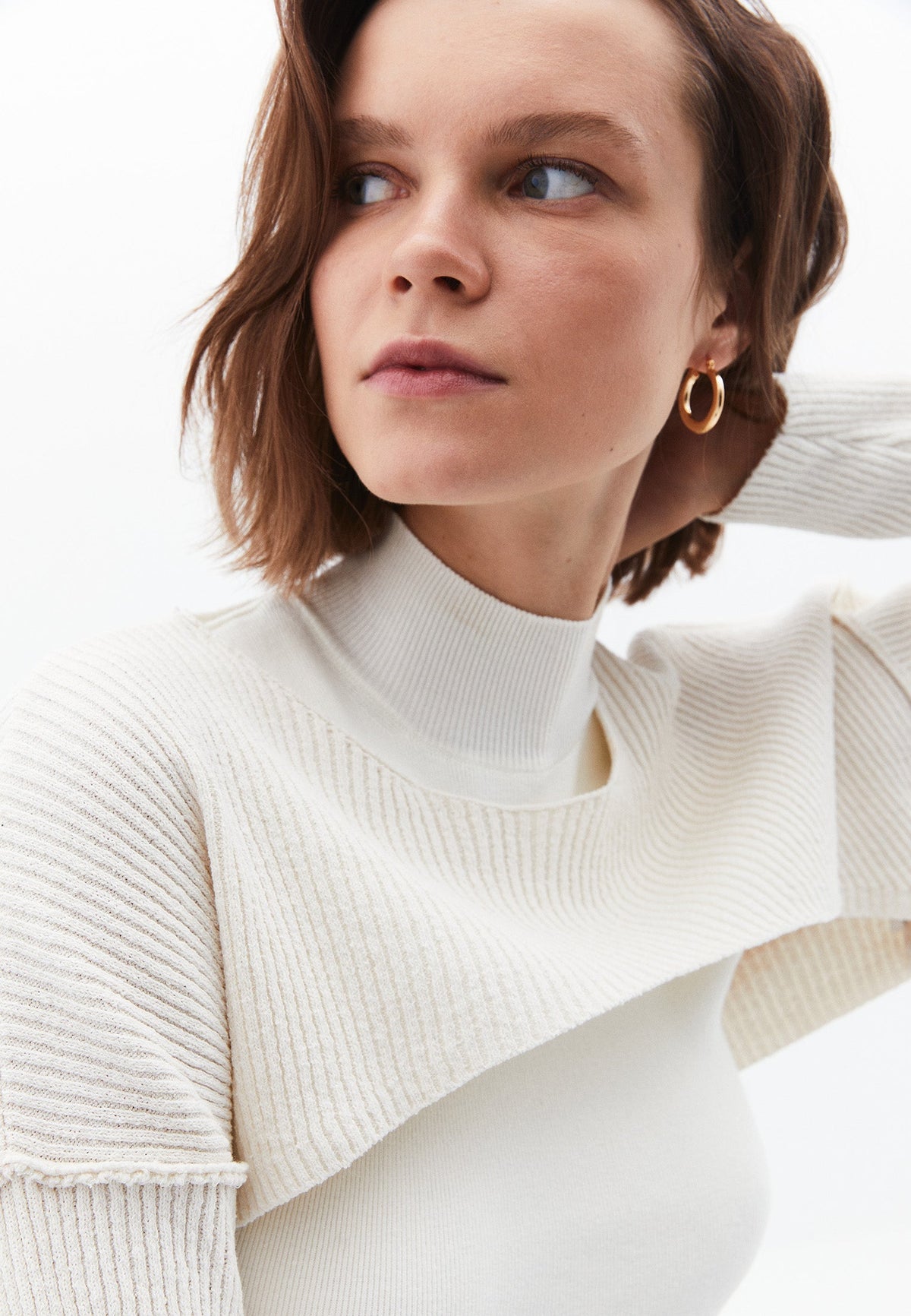 Boat Neck Cropped Sweater - SILVER BIRCH
