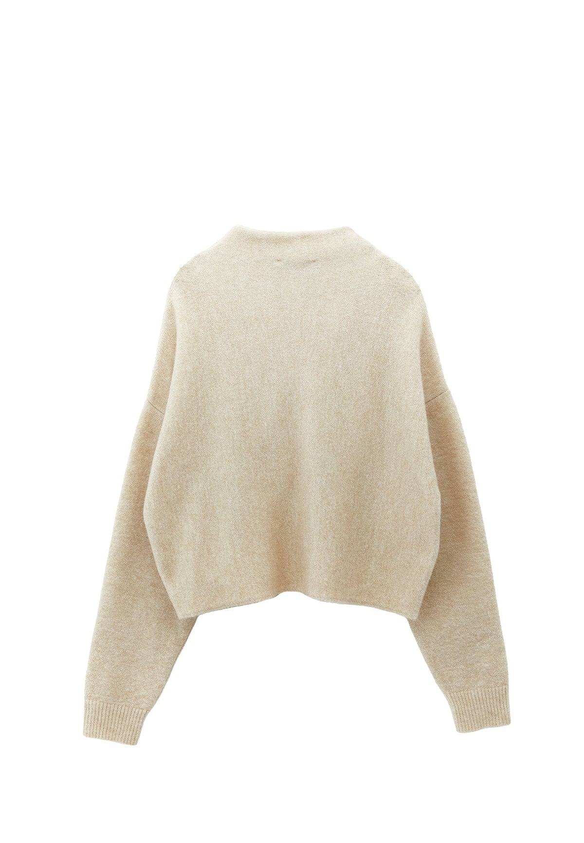 High Neck Button Detailed Sweater - SILVER BIRCH
