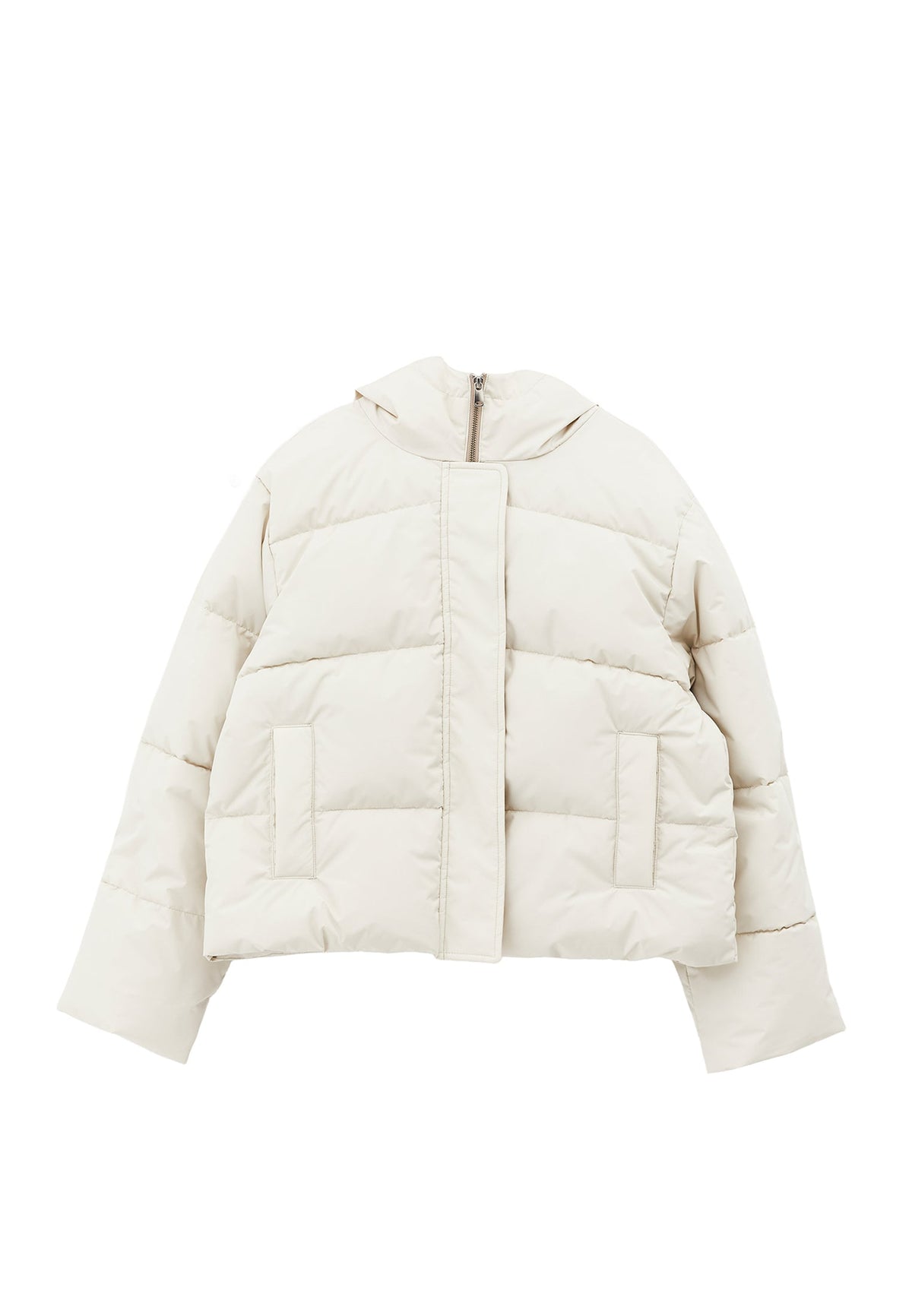 Hooded Loose Coat - SILVER BIRCH