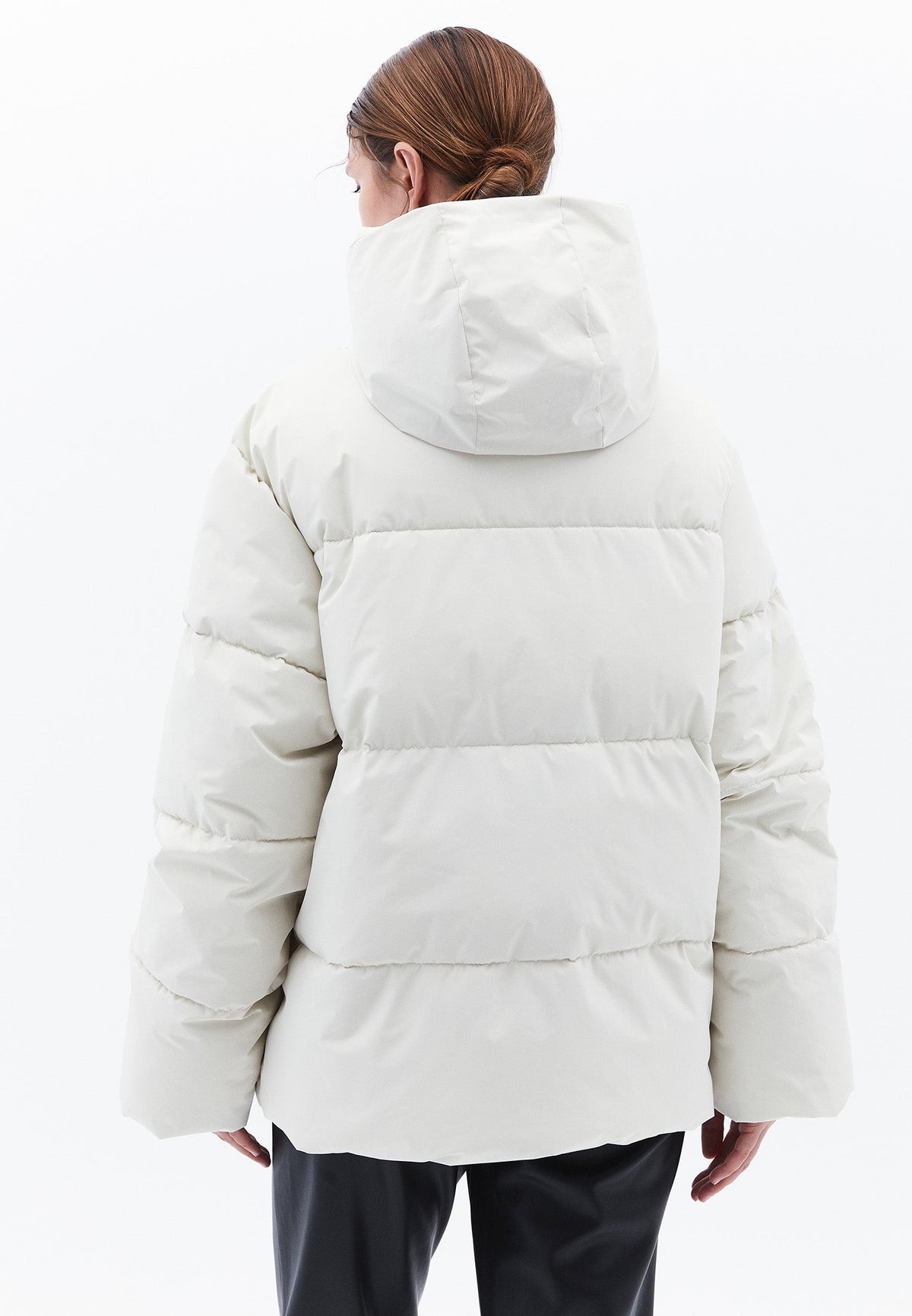 High Collar Long Sleeved Women's Coat - SILVER BIRCH