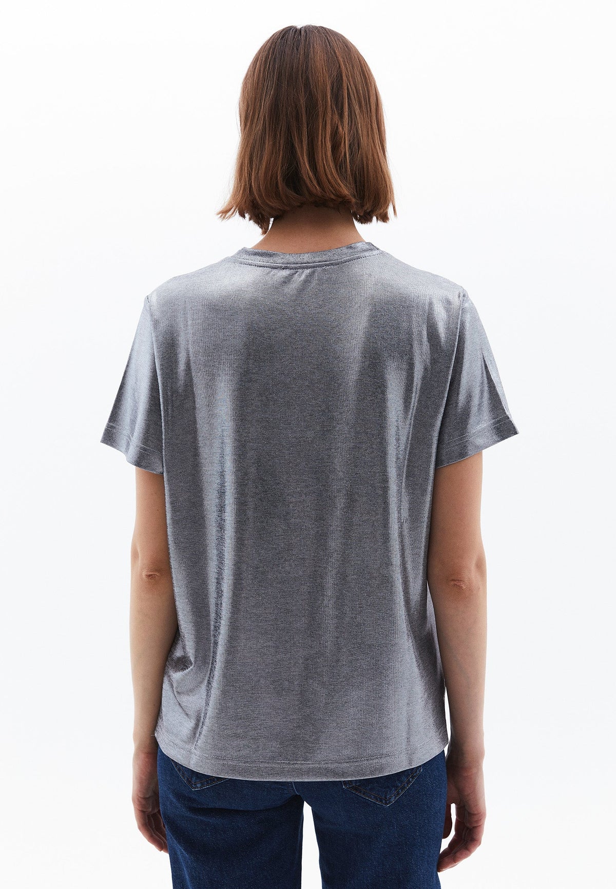 Crew Neck Short Sleeve T-Shirt - SILVER