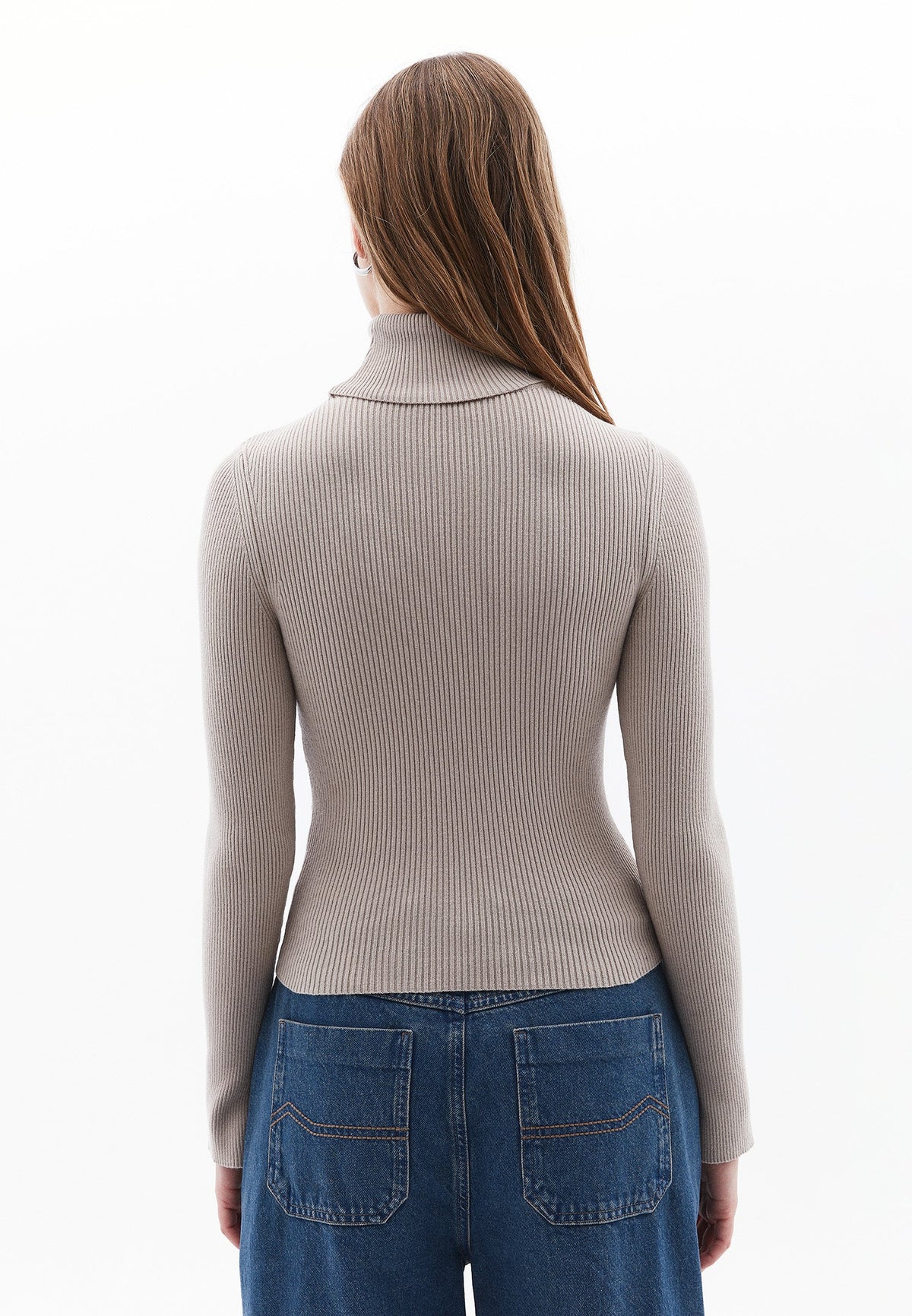 Ribbed Raglan Sleeve Turtleneck Sweater - SIMPLY TAUPE
