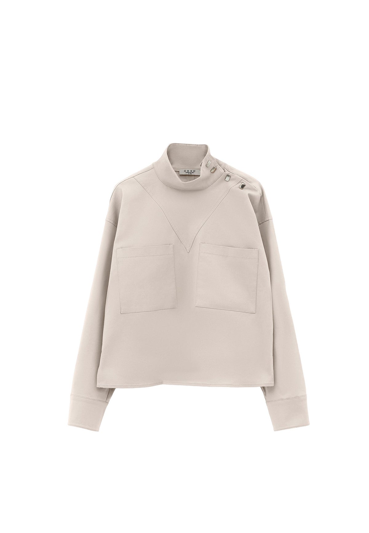 Turtleneck Long Sleeve Shirt - SIMPLY TAUPE