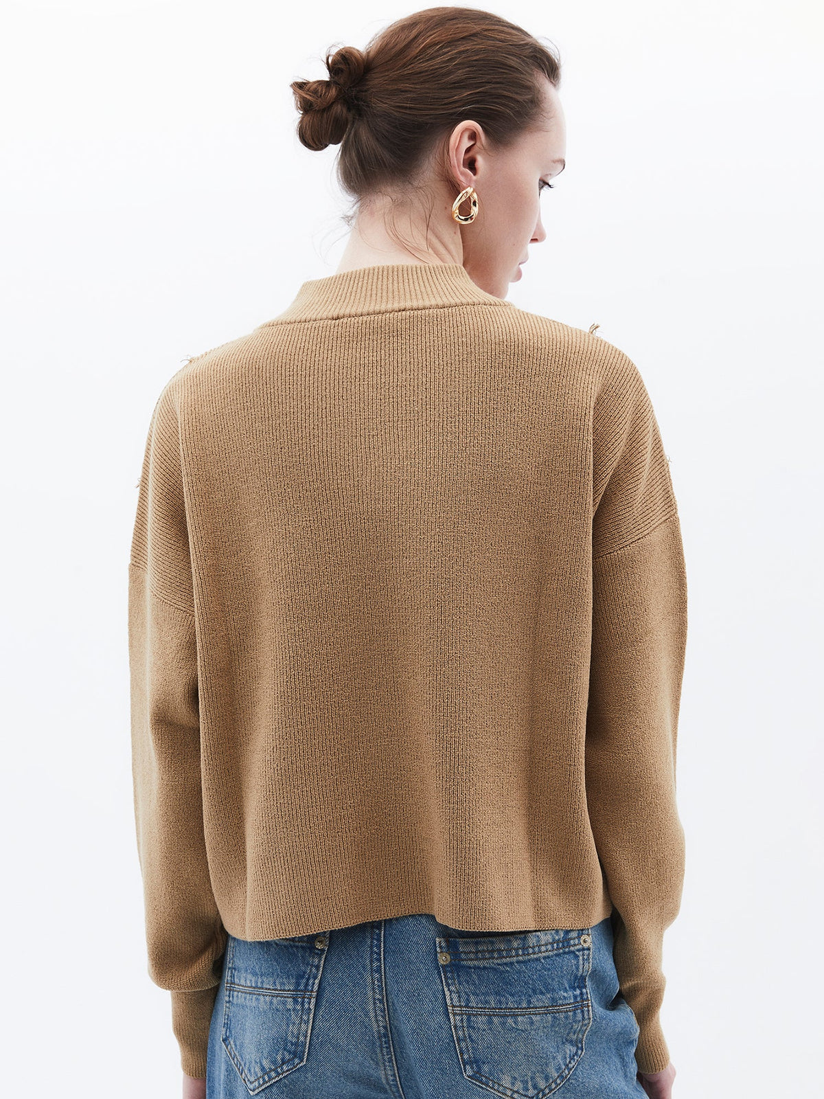 Embroidered Long Sleeve Crew Neck Sweater - STARFISH