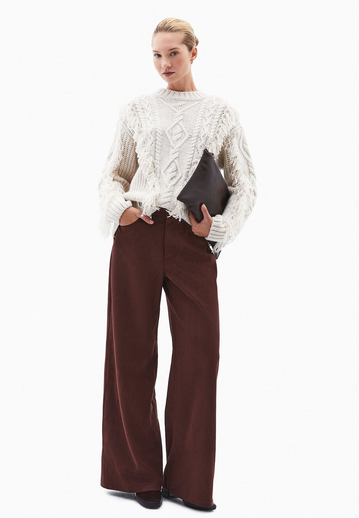 Knit Sweater With Ribbed Details And Crew Neck - TURTLEDOVE