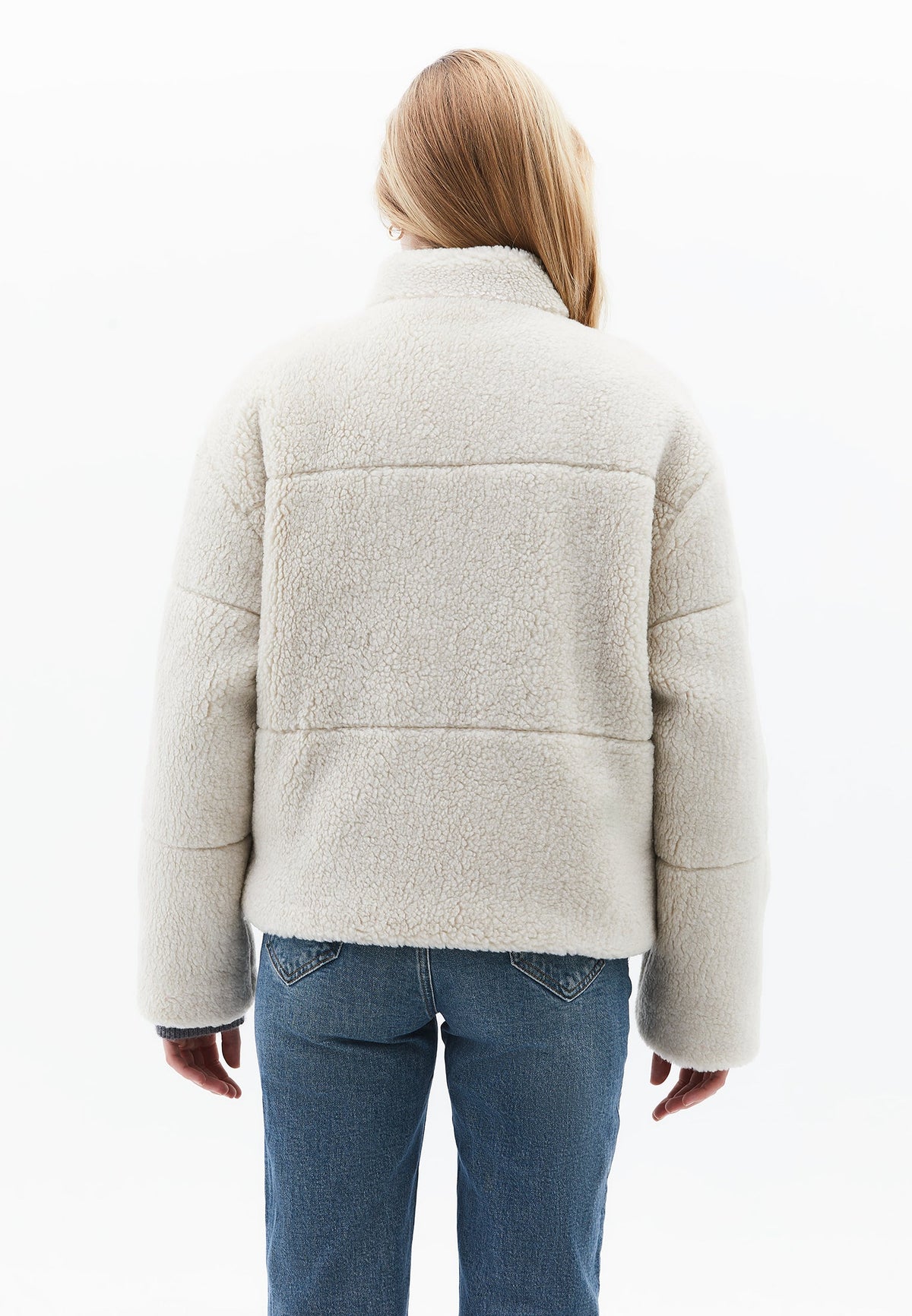 High Collar Bouclé Short Jacket - TURTLEDOVE