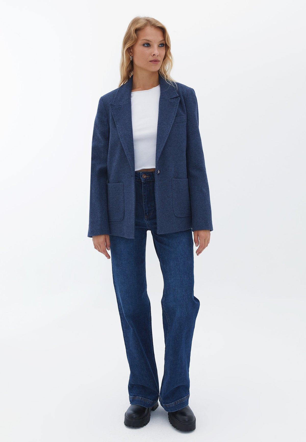 Boyfriend Jacket Long Sleeve - VINTAGE INDIGO