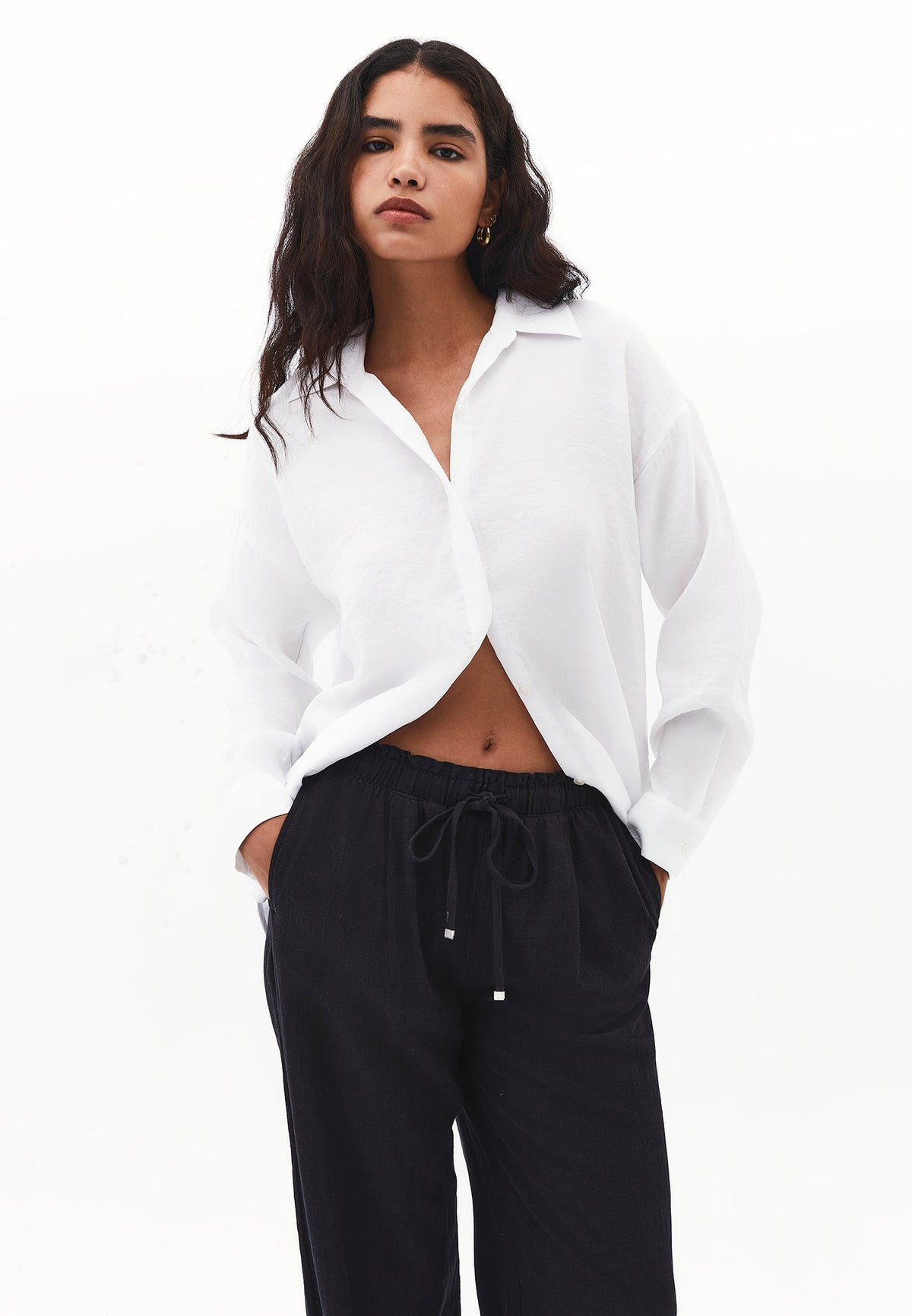 Button Detailed Oversize Shirt - WHITE