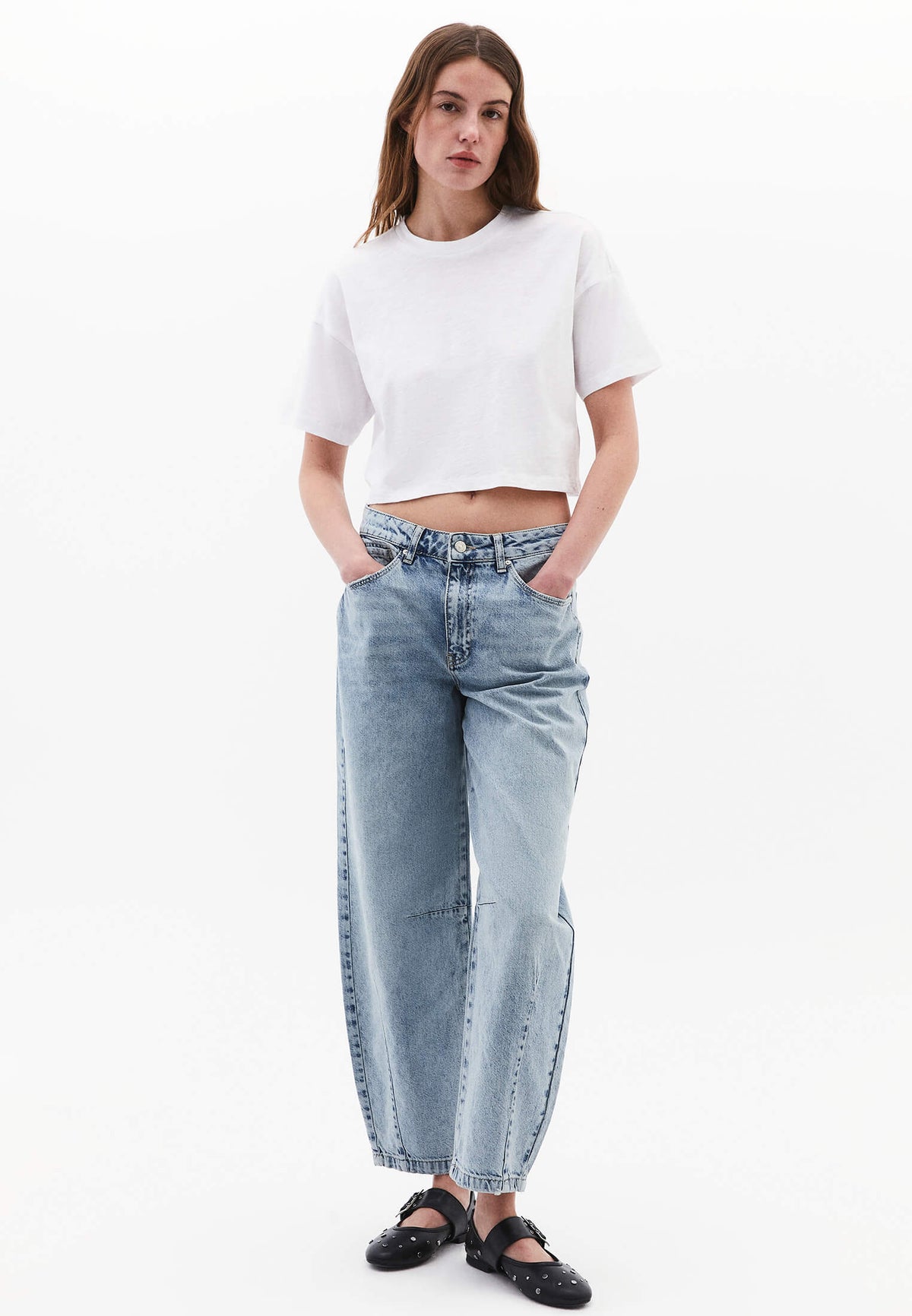 Cropped Loose Fit T-Shirt - WHITE