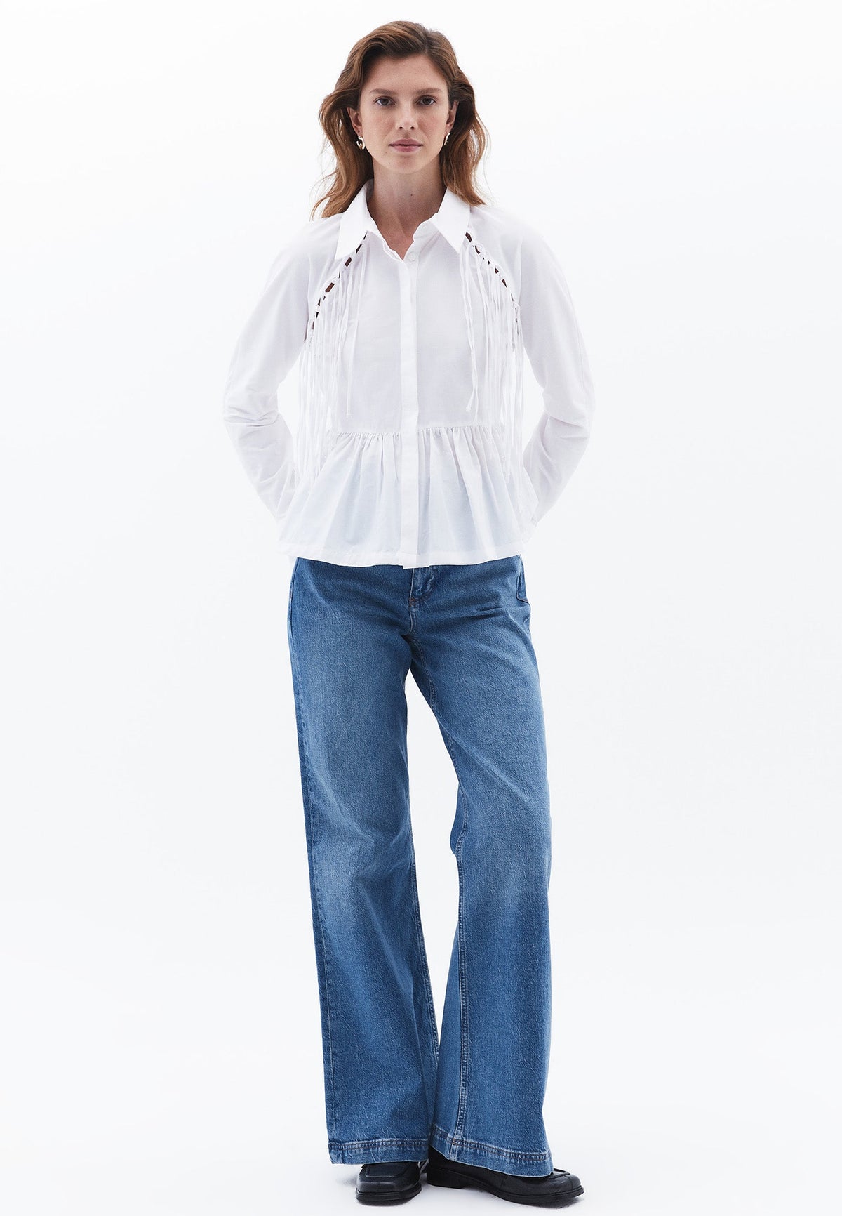 Slim Fit Shirt With Long Raglan Sleeve - WHITE