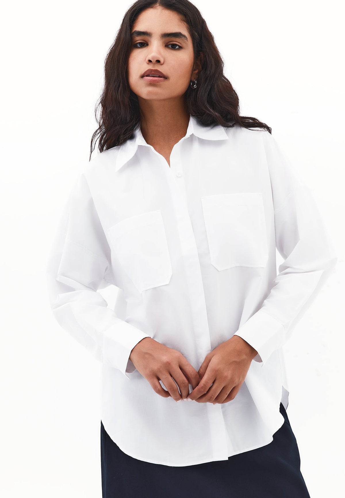 Button Detailed Tunic Shirt - WHITE