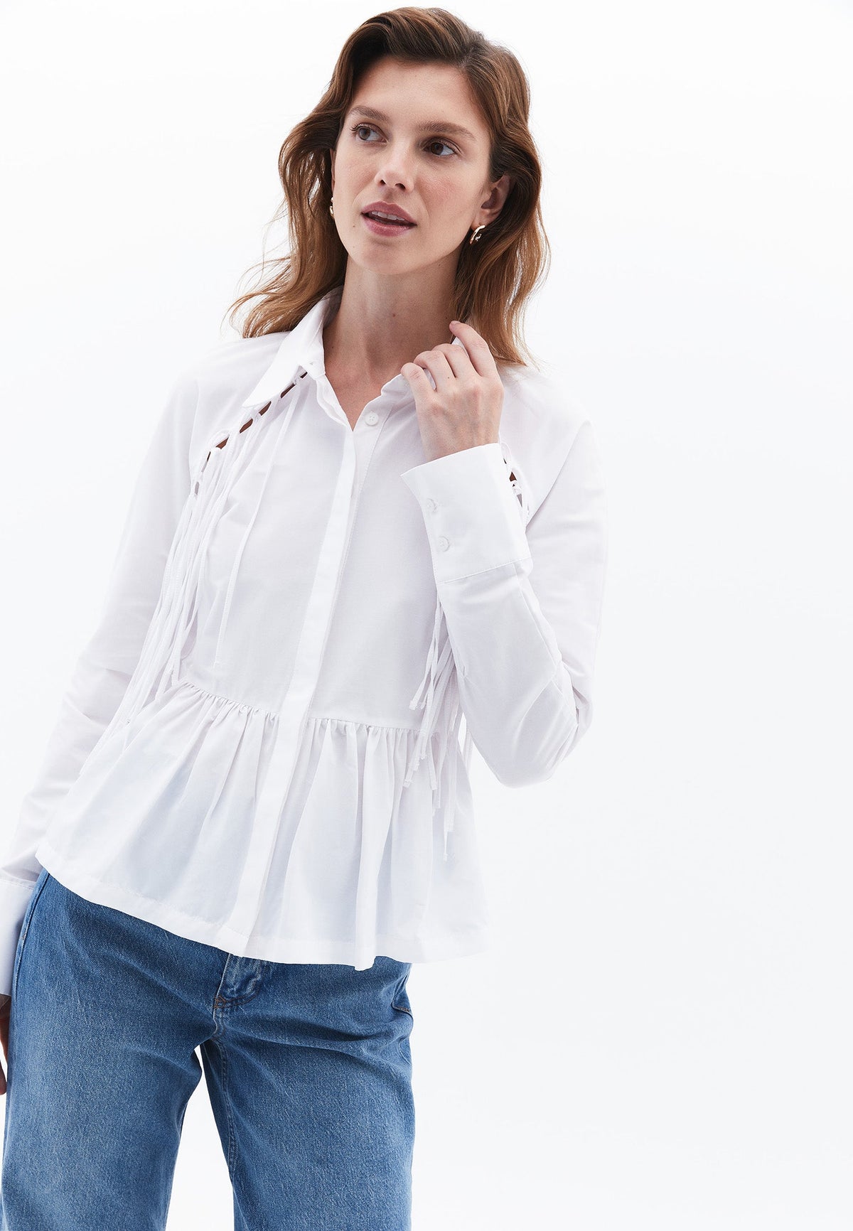 Slim Fit Shirt With Long Raglan Sleeve - WHITE