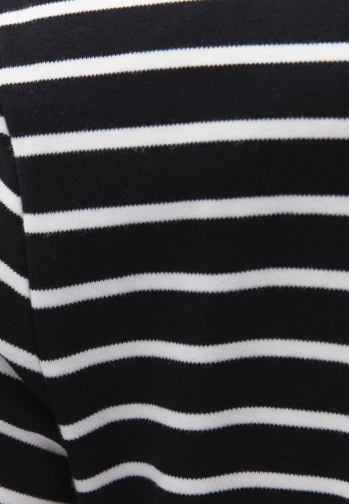 Long Sleeve Boat Neck Sweatshirt - BLACK/WHITE