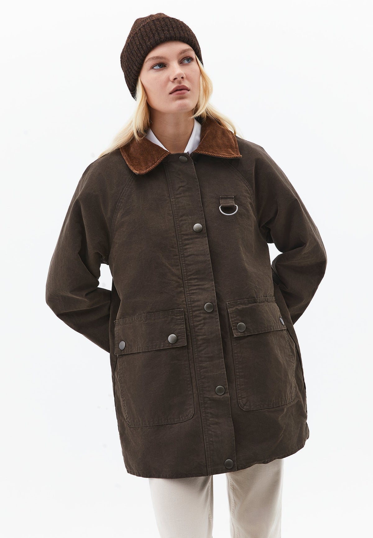 Oversize Shirt Collar Coated Jacket - WREN
