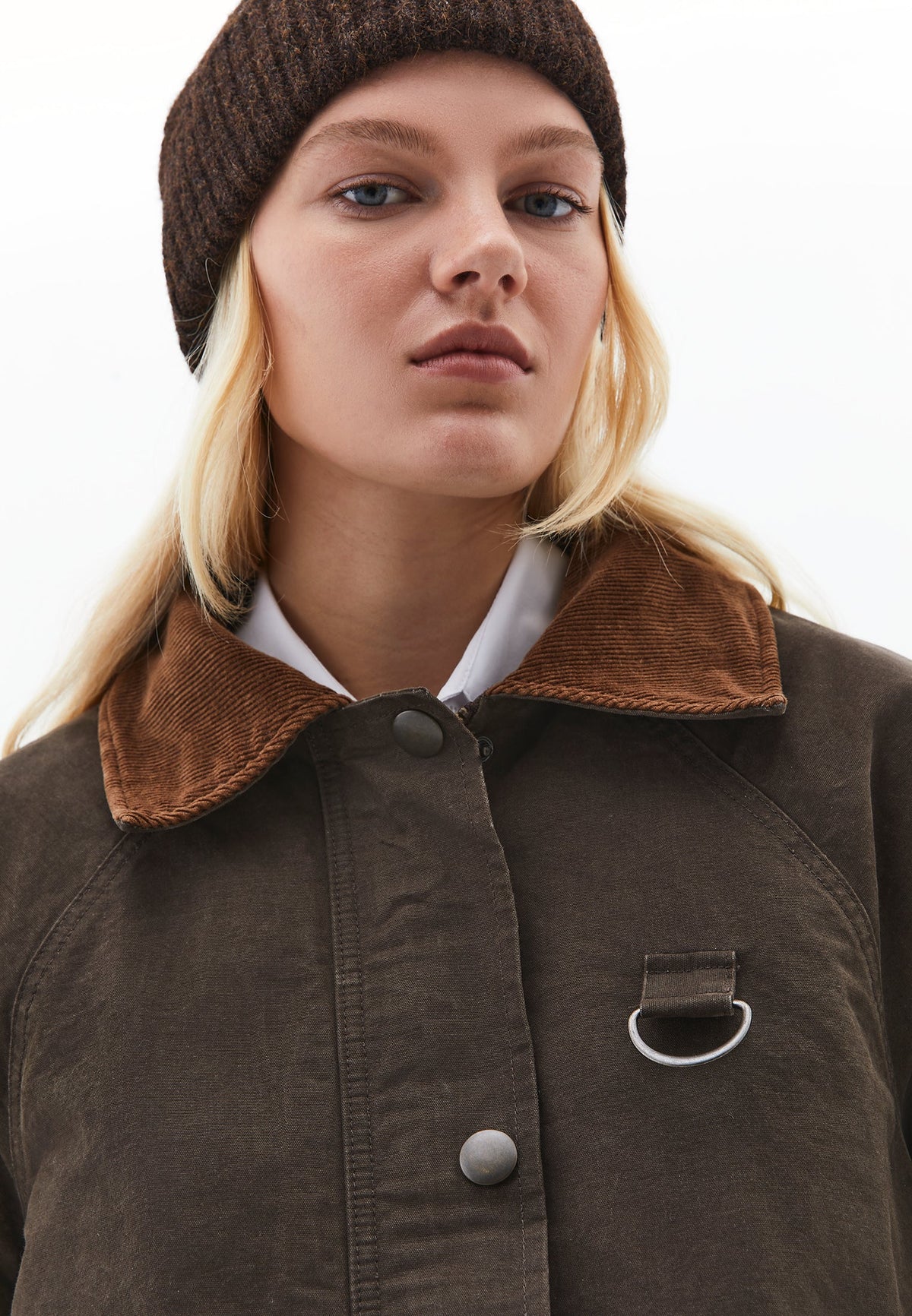 Oversize Shirt Collar Coated Jacket - WREN