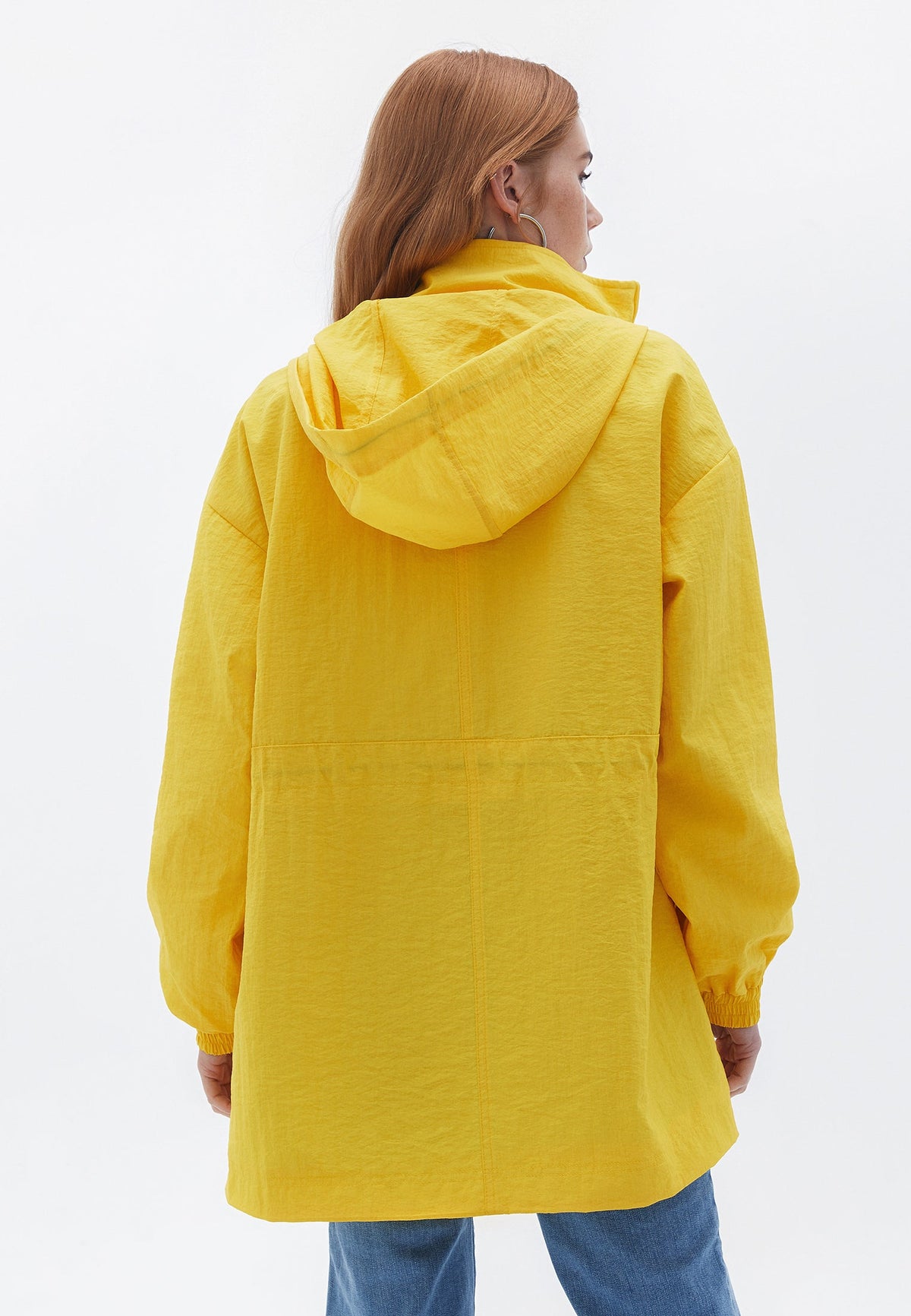 Tunic Length Long Sleeve High Neck Jacket - YELLOW BALLOON