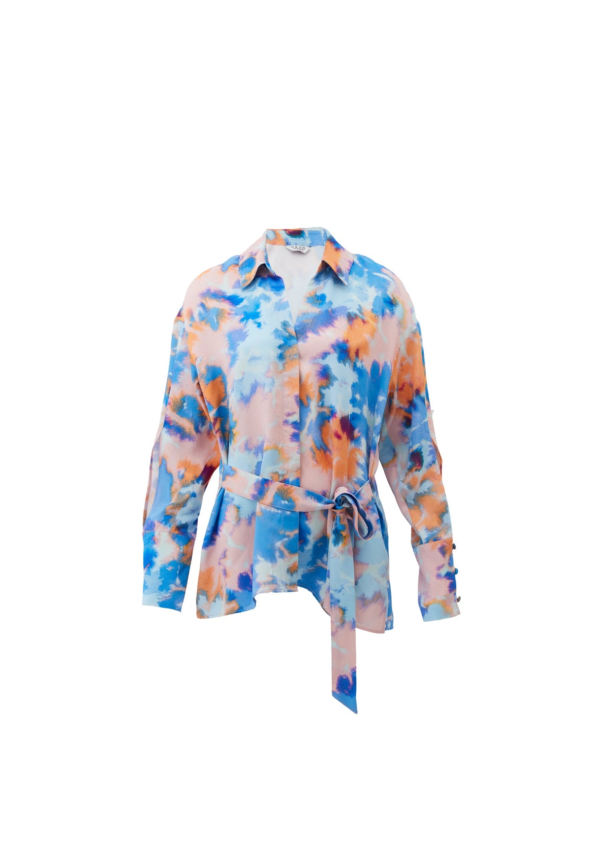 Tunic Shirt With Belt And Slit - ABSTRACT COMB