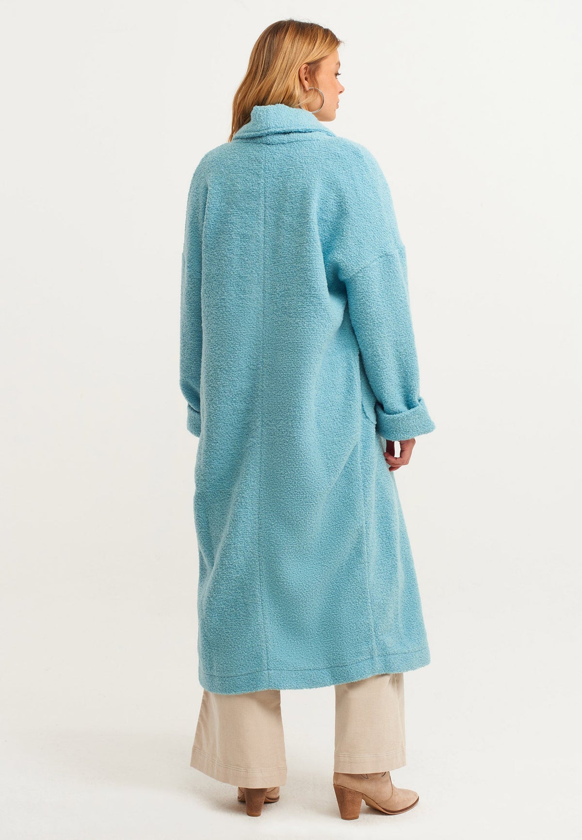Oversize Maxi Wool Shawl Collar Coat - ADRIATIC BLUE