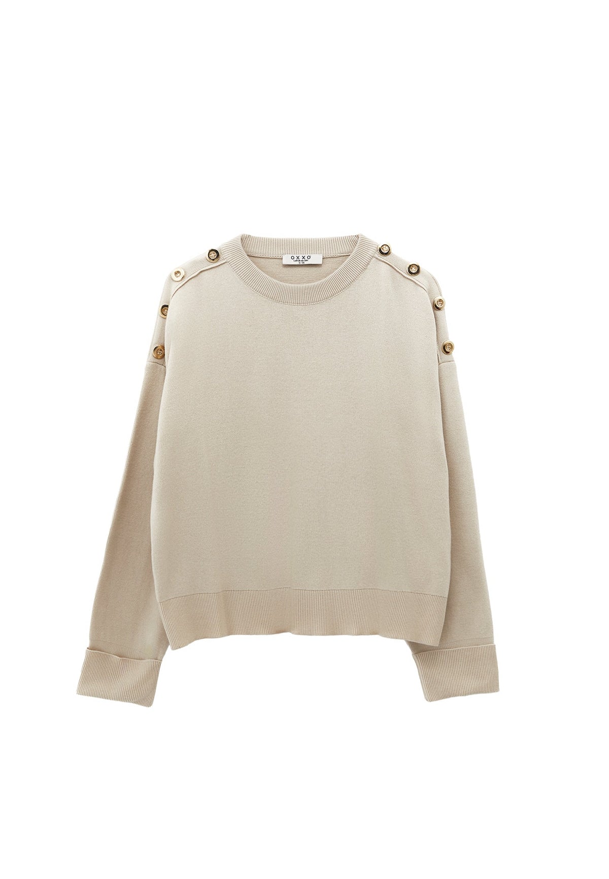 Viscose Sweater With Round Neck - ALMOND MILK