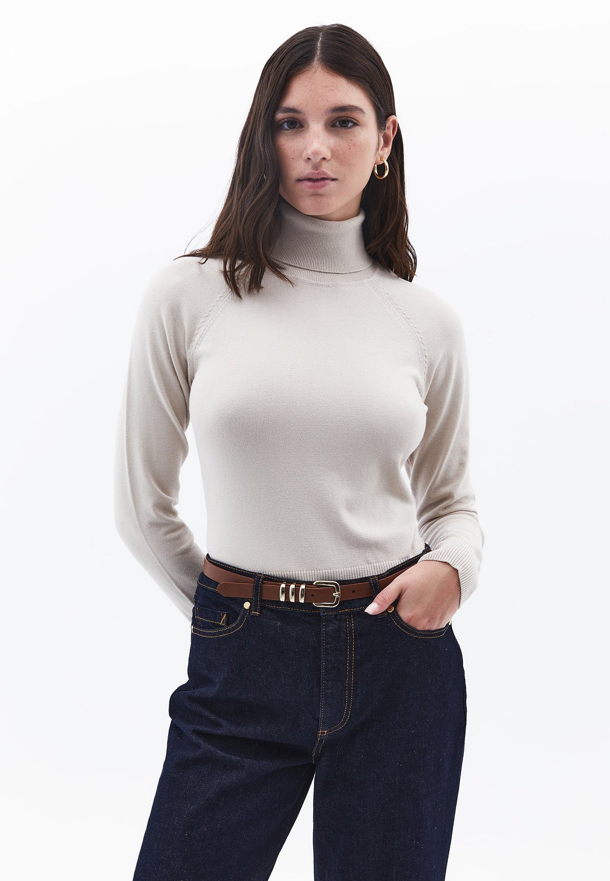 Turtleneck Raglan Sleeve Knitwear - ANCIENT SCROLL