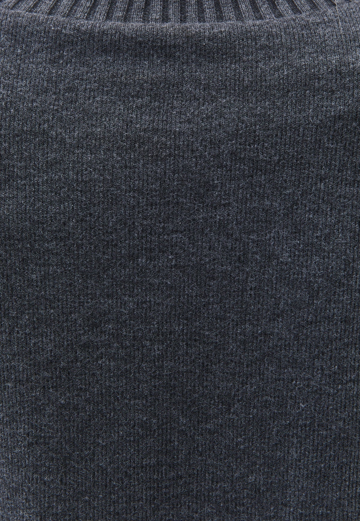 Crop High Neck Long Sleeve Sweater - ANTHRA MELANGE