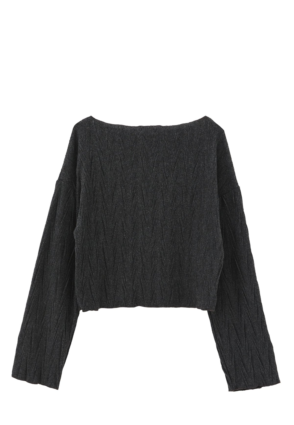 High Neck Long Sleeve Sweater - ANTHRA MELANGE