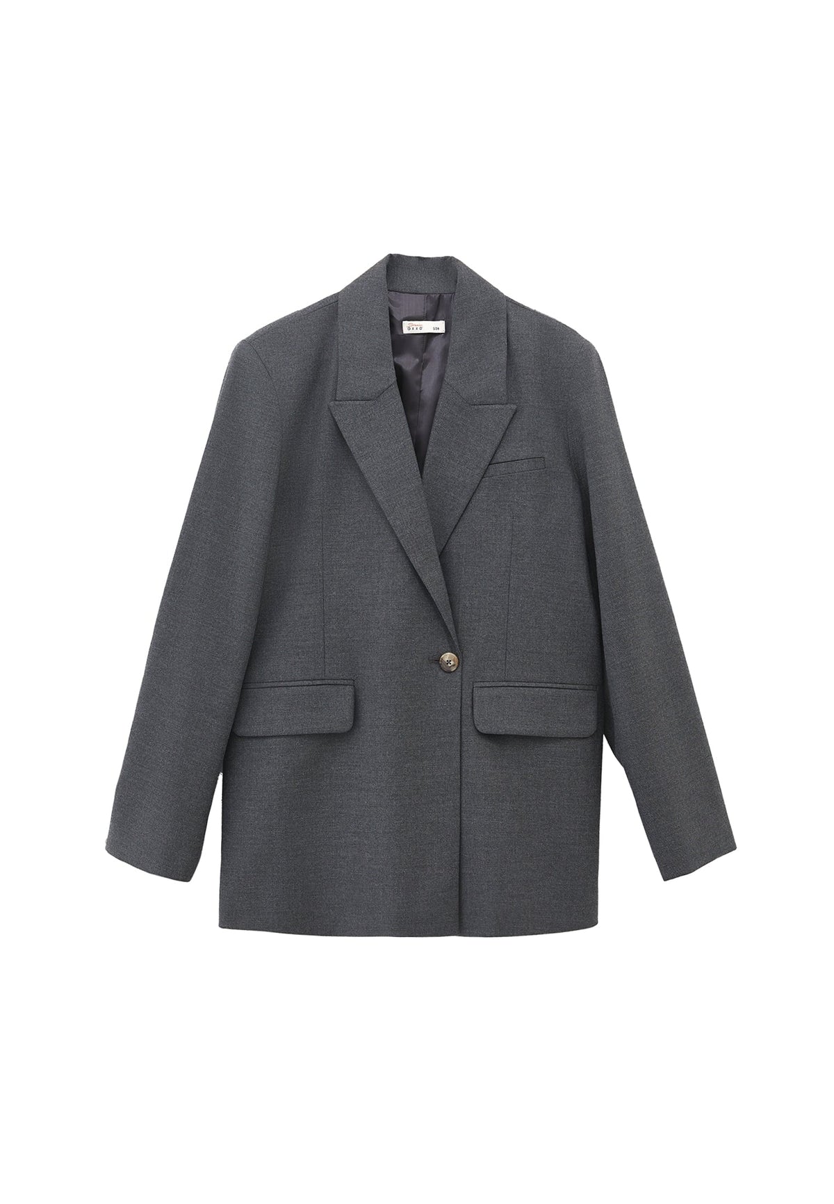 Double Breasted Lapel Oversize Blazer - ANTHRA MELANGE