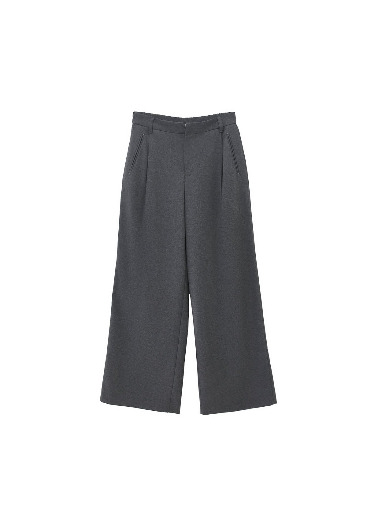 Wide Leg High Waist Trousers - ANTHRA MELANGE