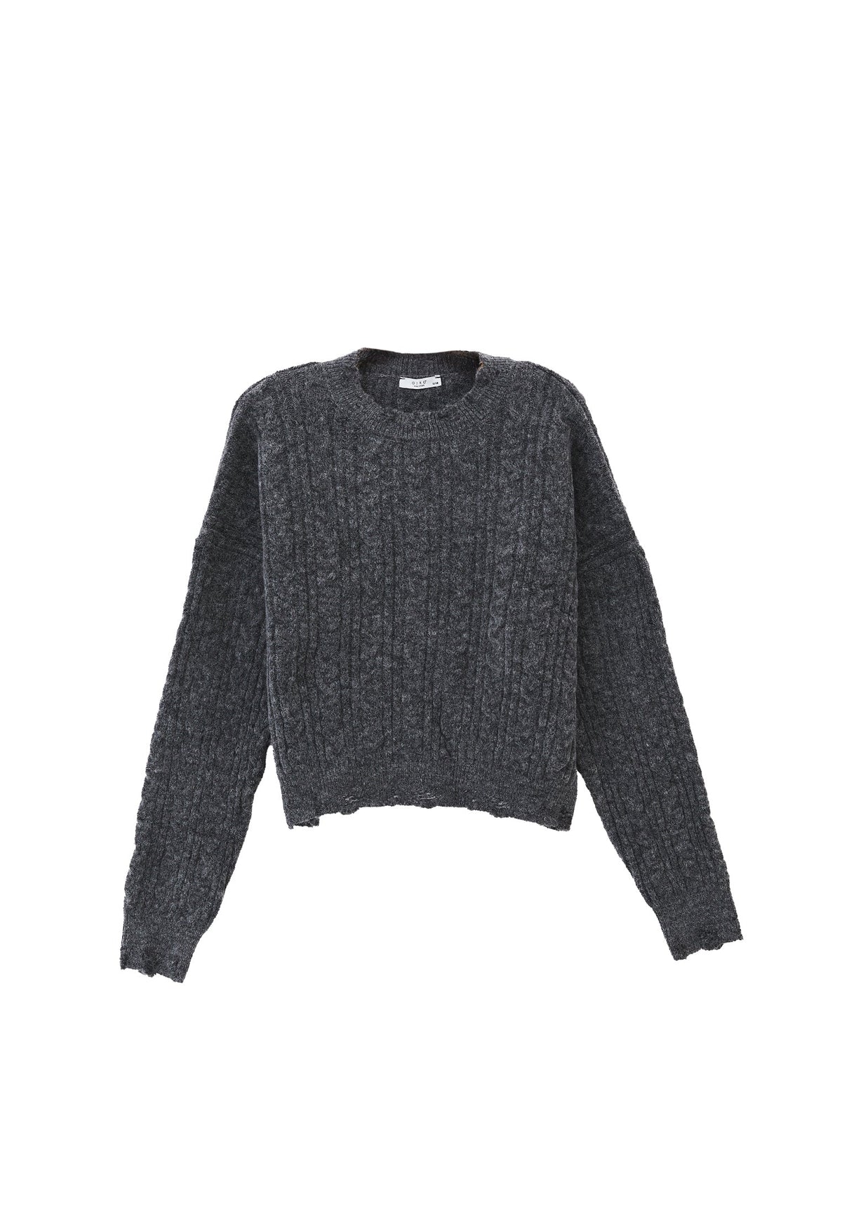 Sweater With Knitted Details And Crew Neck - ANTHRA MELANGE