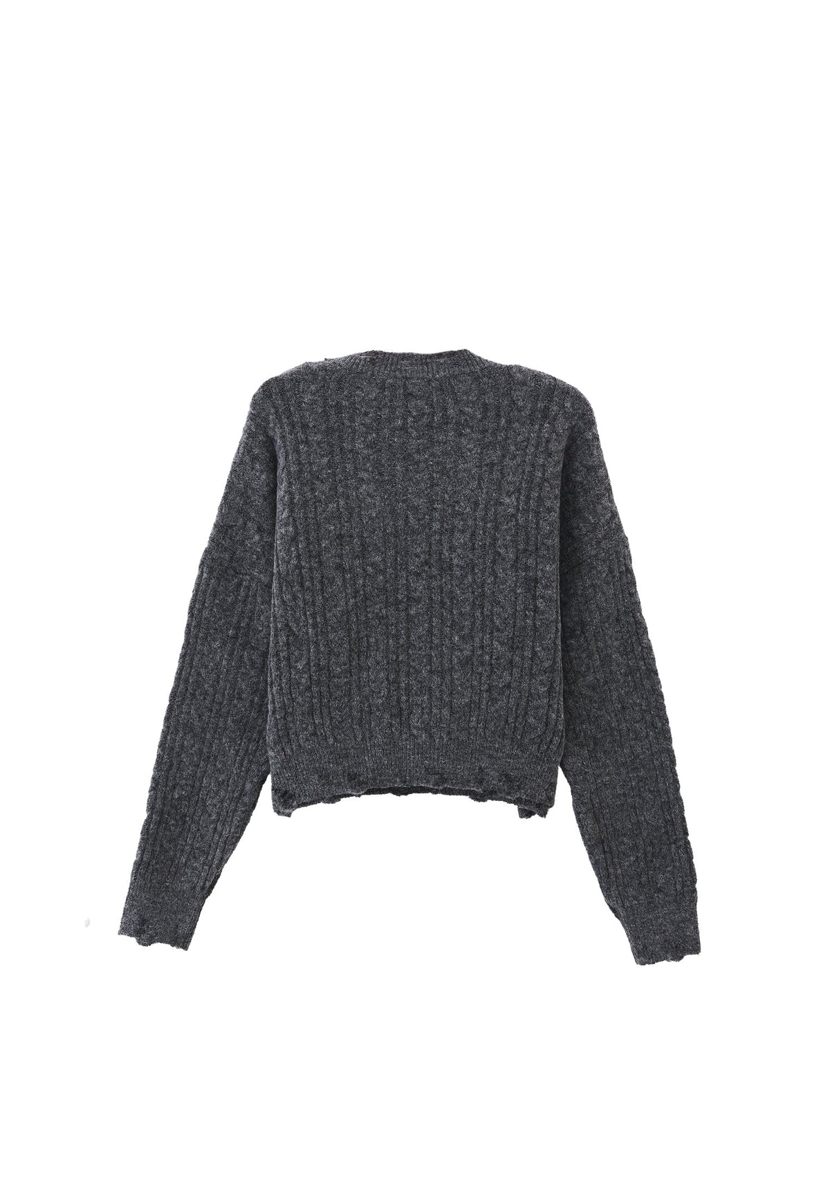 Sweater With Knitted Details And Crew Neck - ANTHRA MELANGE