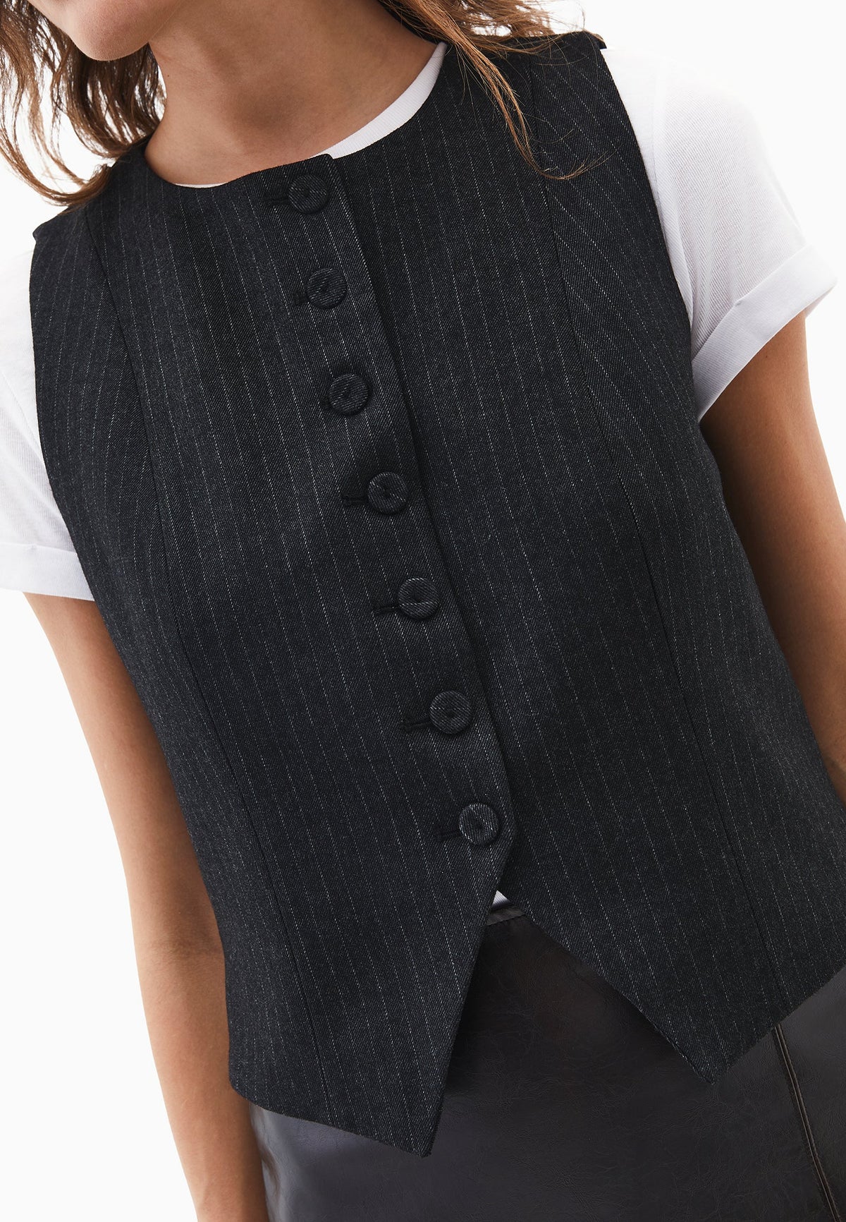 Striped Round Neck Vest - ANTHRA STRIPE