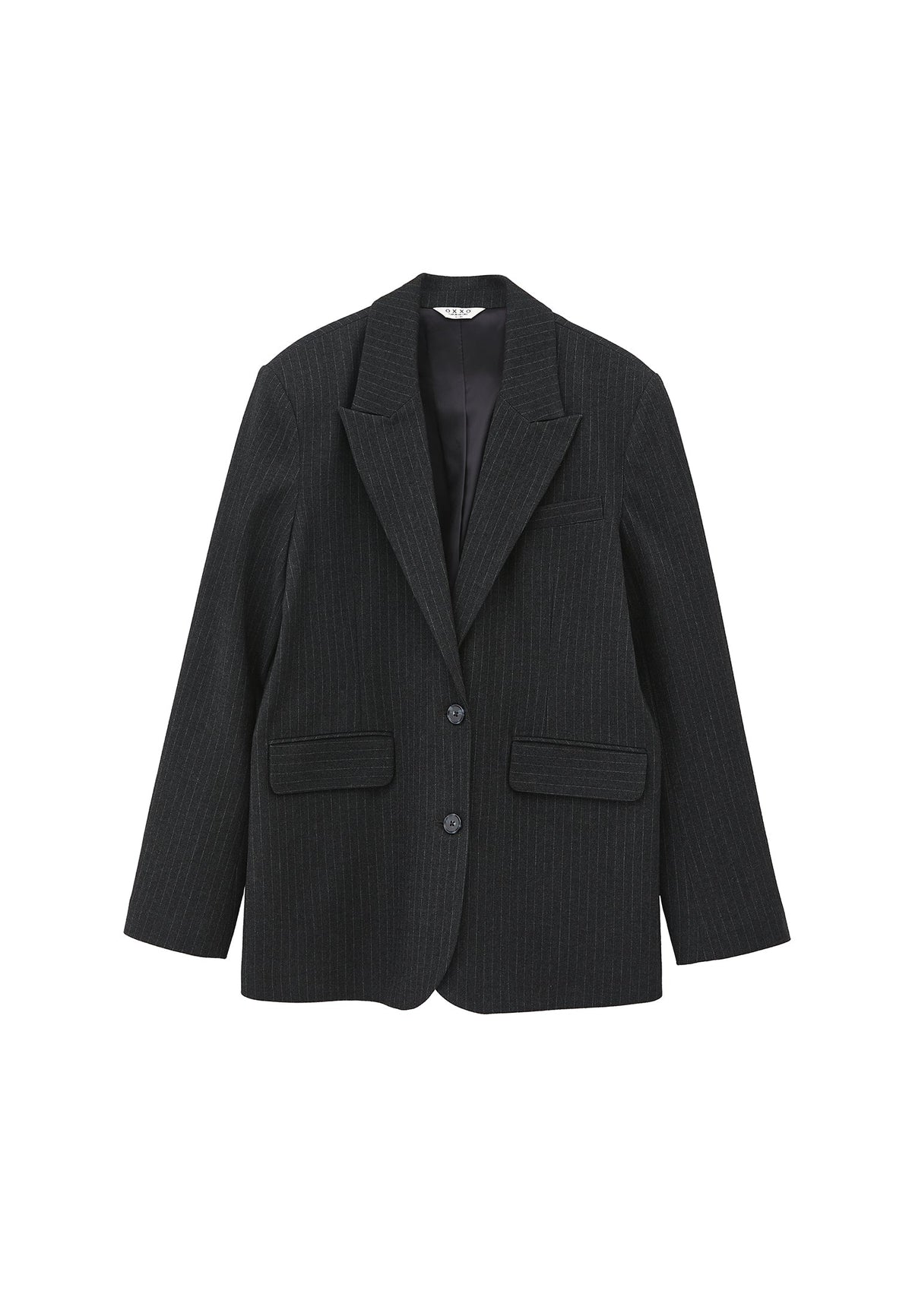 Boyfriend Fit Long Blazer - ANTHRA STRIPE