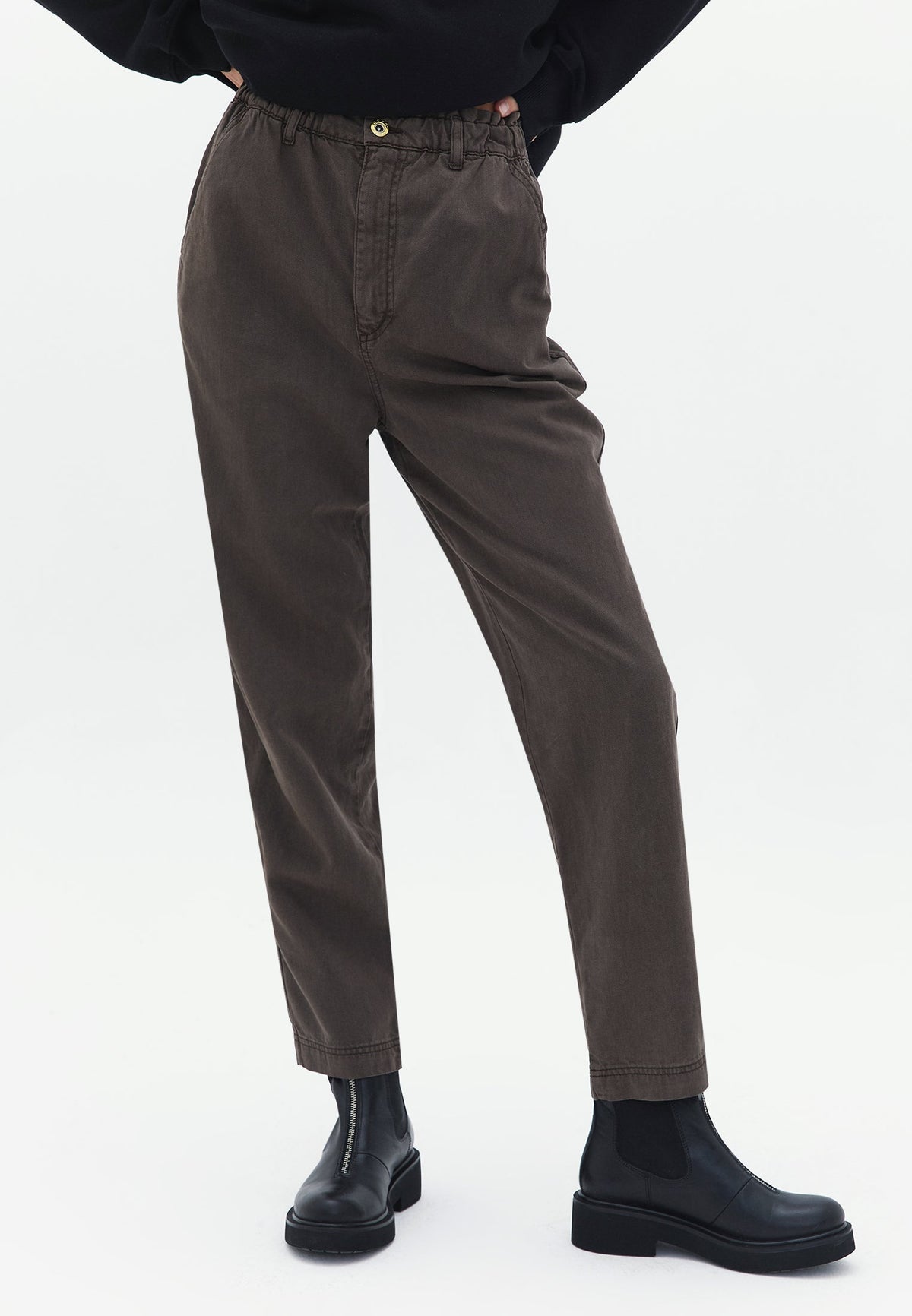 Carrot Leg Ultra High Waist Baggy Trousers - ANTIK CHOCOLATE CHIP
