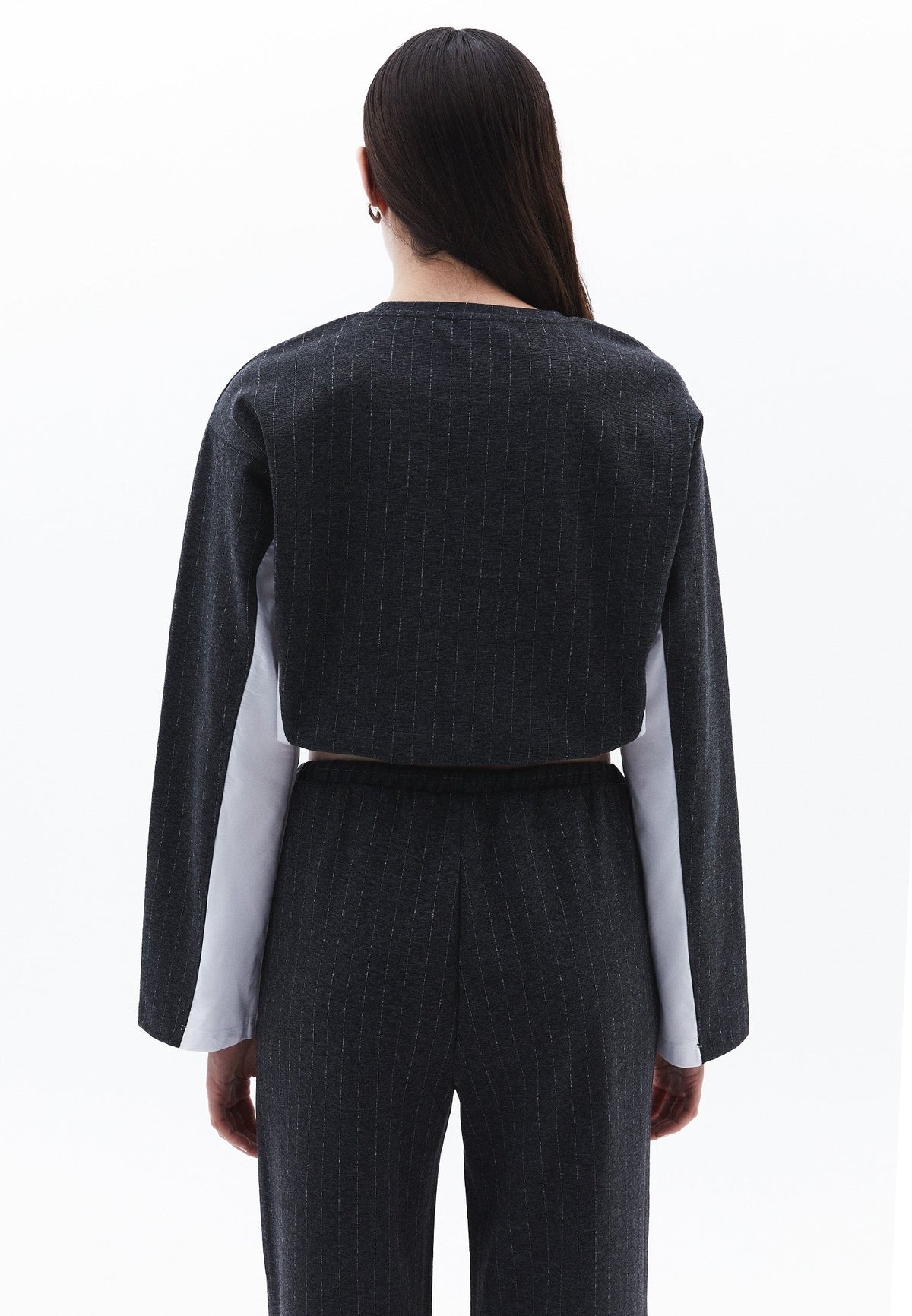 Long Sleeve Loose Crop T-Shirt - ANTRA MELANGE