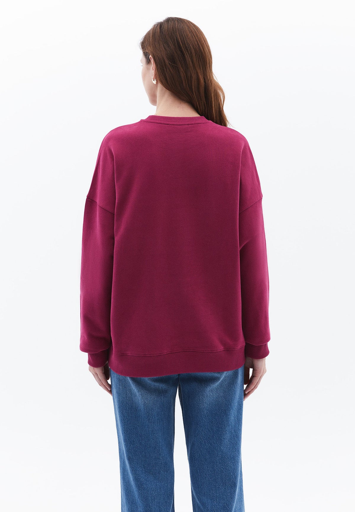 Embroidered Detail Oversize Sweatshirt - BEAUJOLAIS