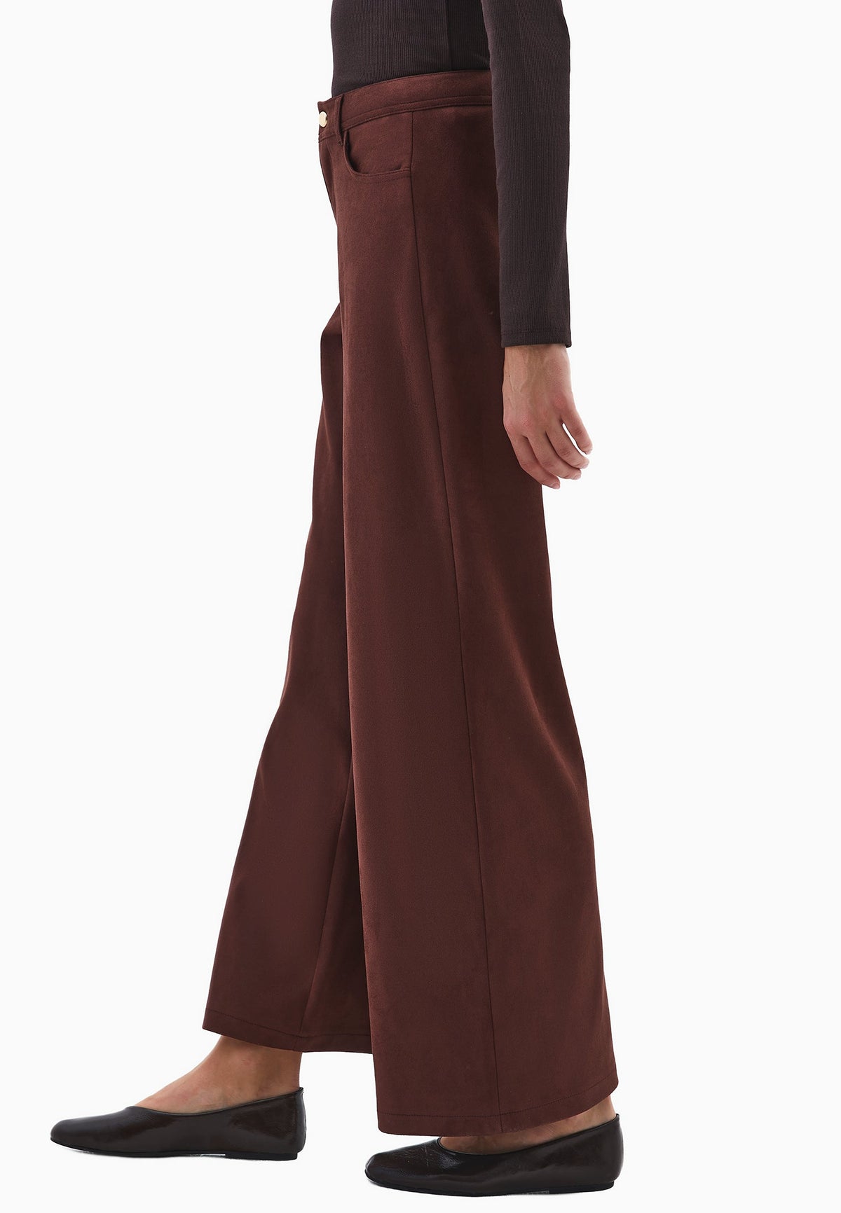 Wide Leg Ultra High Waist Pants - BITTER CHOCOLATE