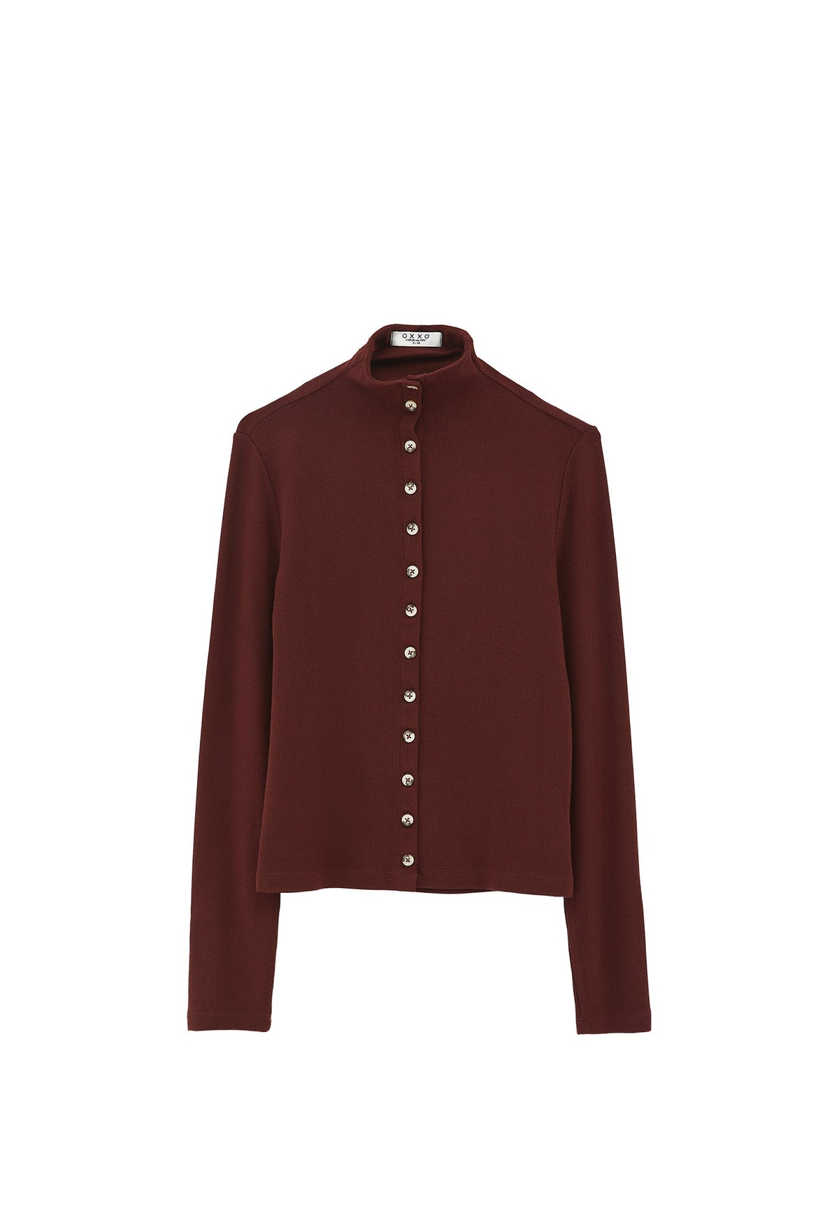 Bodycon Buttoned Blouse - BITTER CHOCOLATE