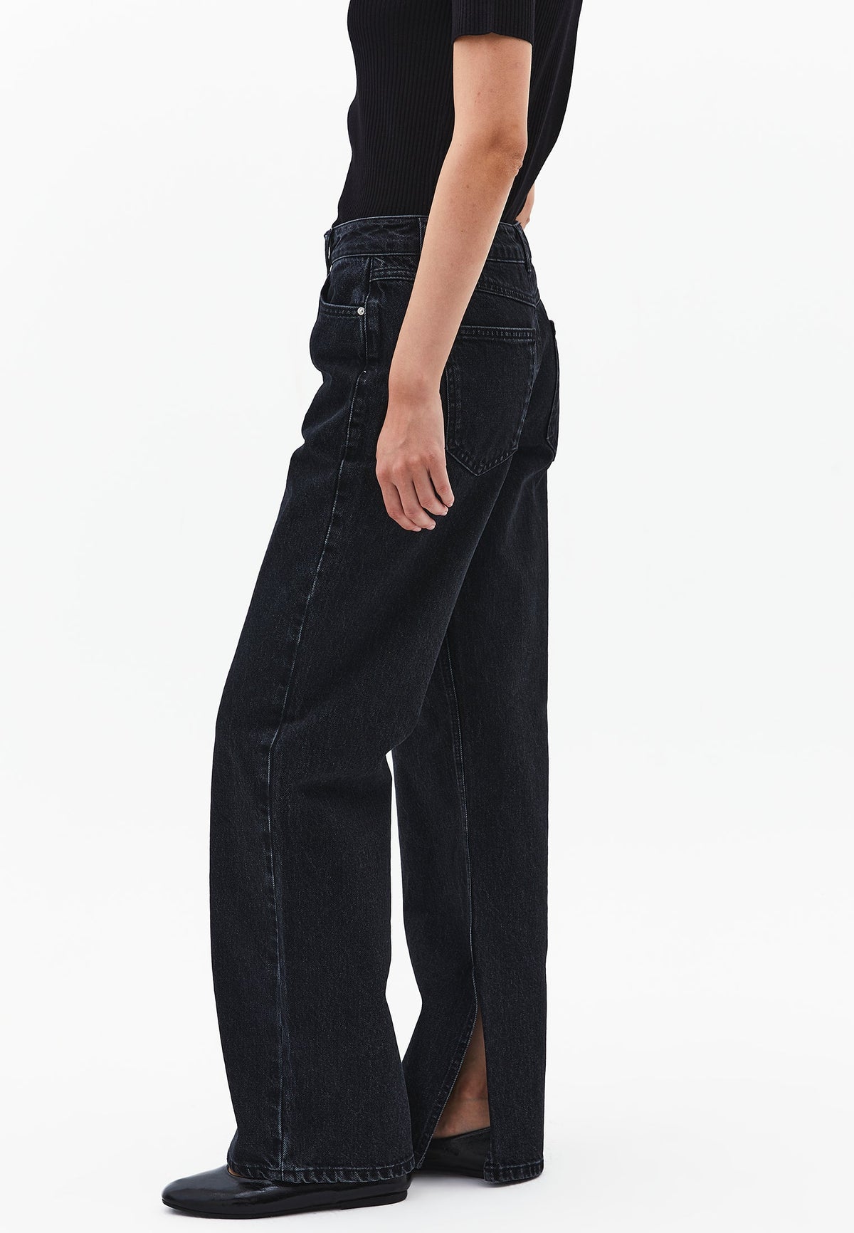 Straight Leg Women's Pants - BLACK DENIM