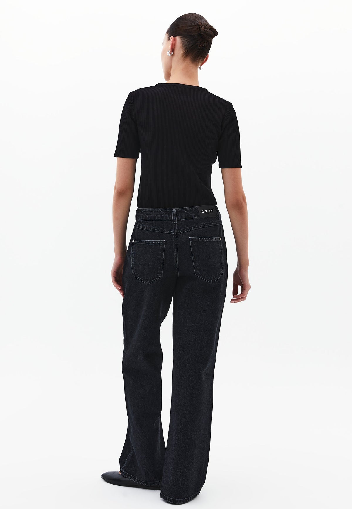Straight Leg Women's Pants - BLACK DENIM