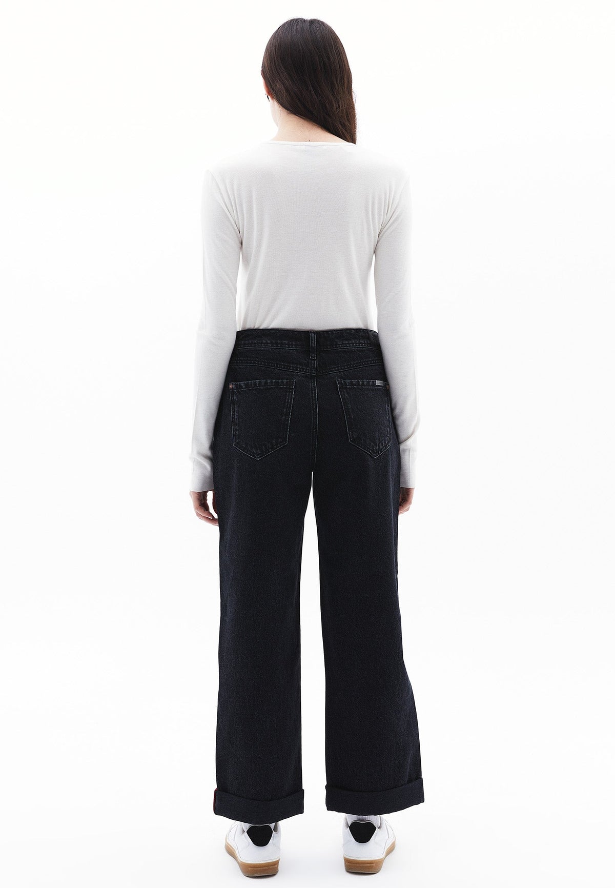 Boyfriend Low Waist Straight Leg Jeans - BLACK DENIM
