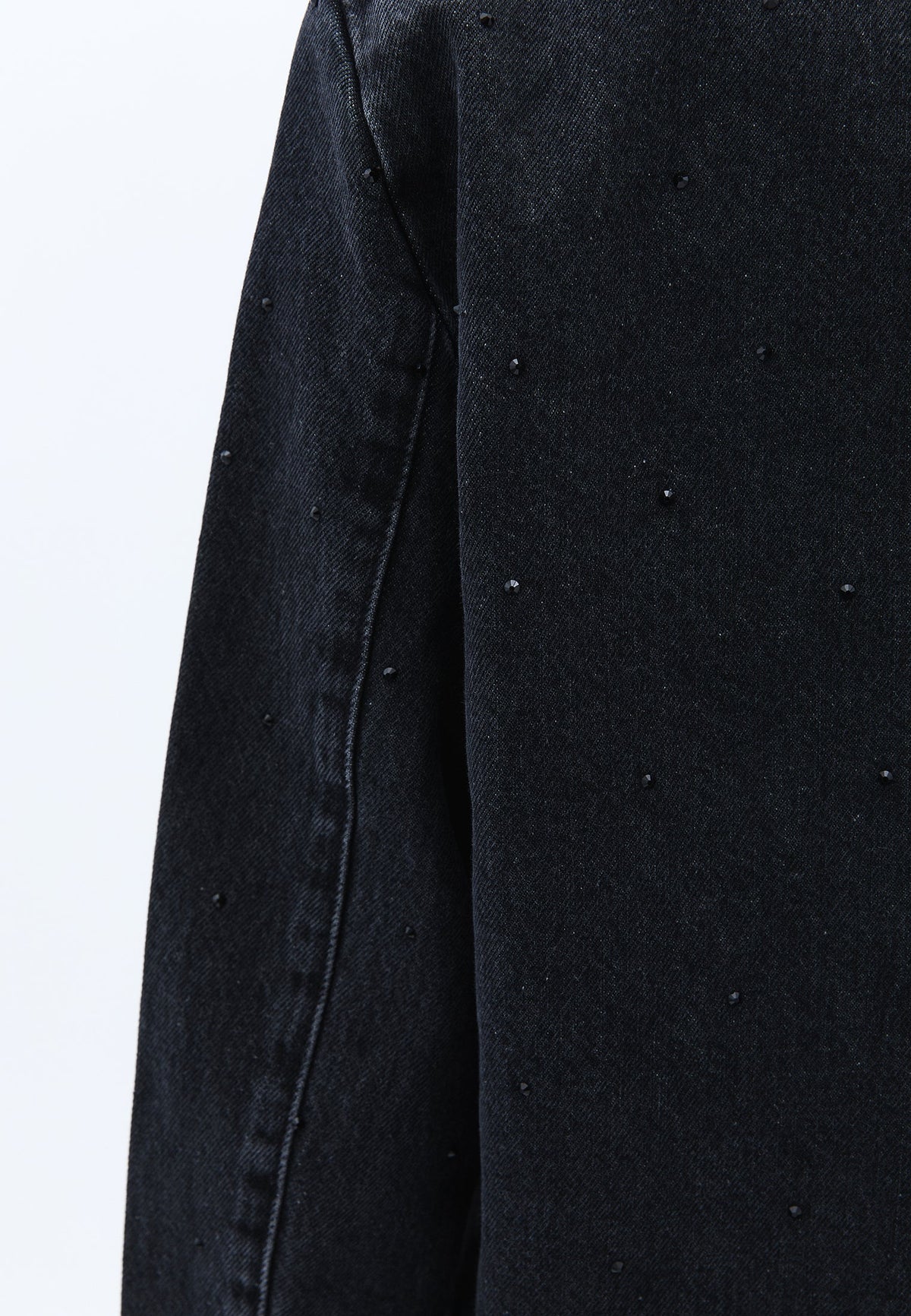 Double-Breasted Collar Oversize Tunic Blazer Jacket - BLACK DENIM